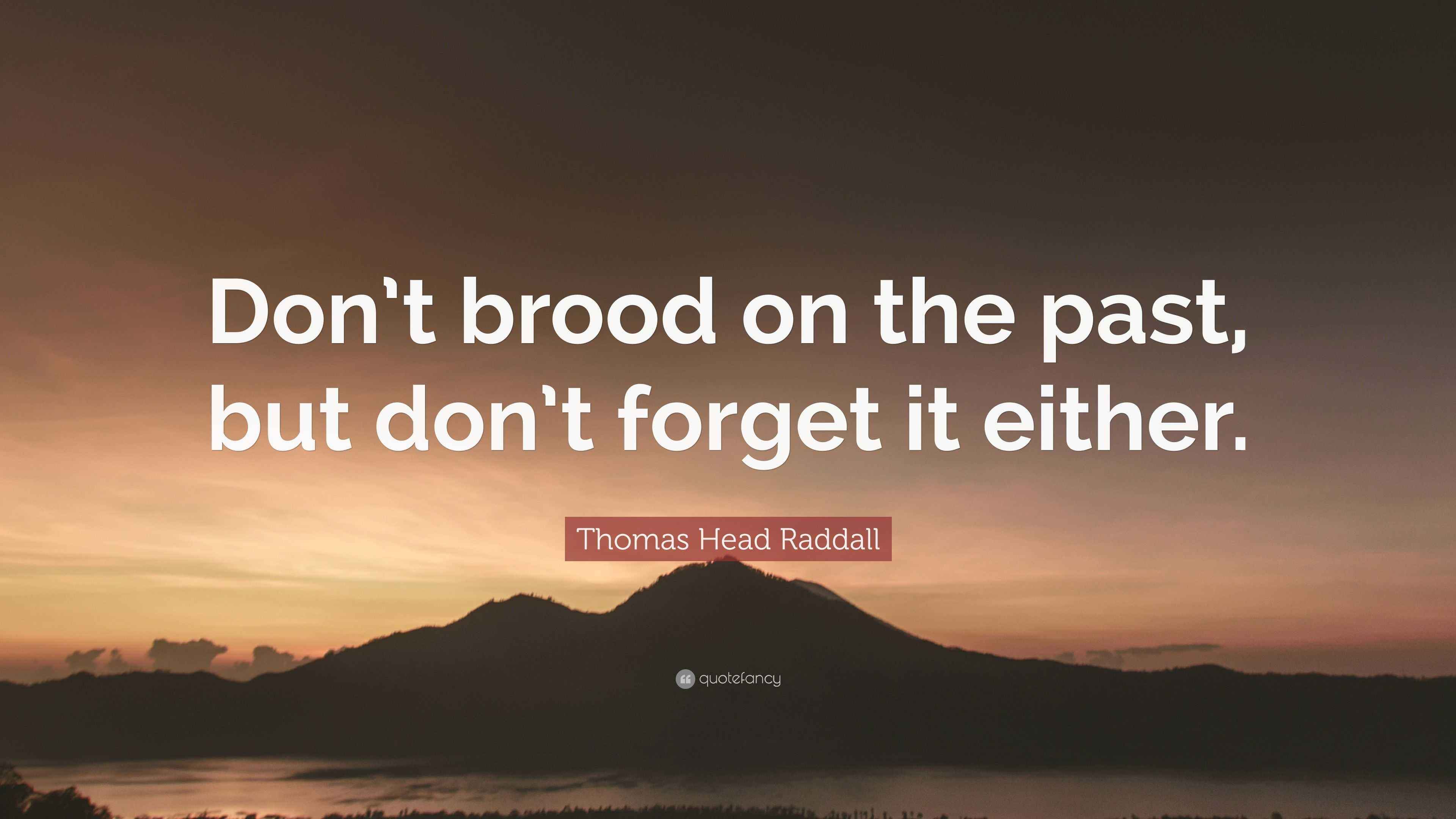 Thomas Head Raddall Thomas Head Raddall Quote: “Don’t brood on the past, but don’t forget ...
