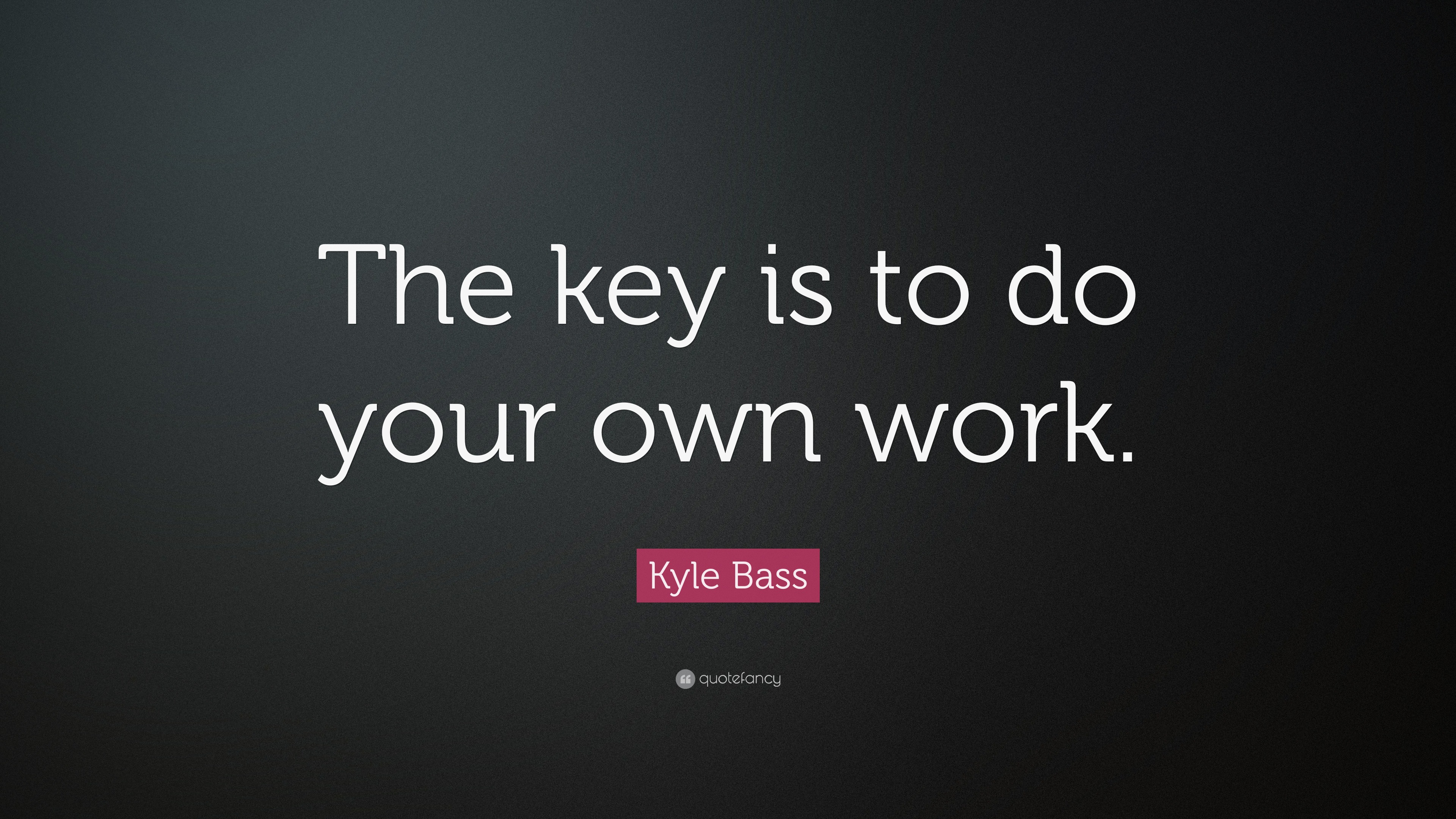 Kyle Bass Quote The Key Is To Do Your Own Work 