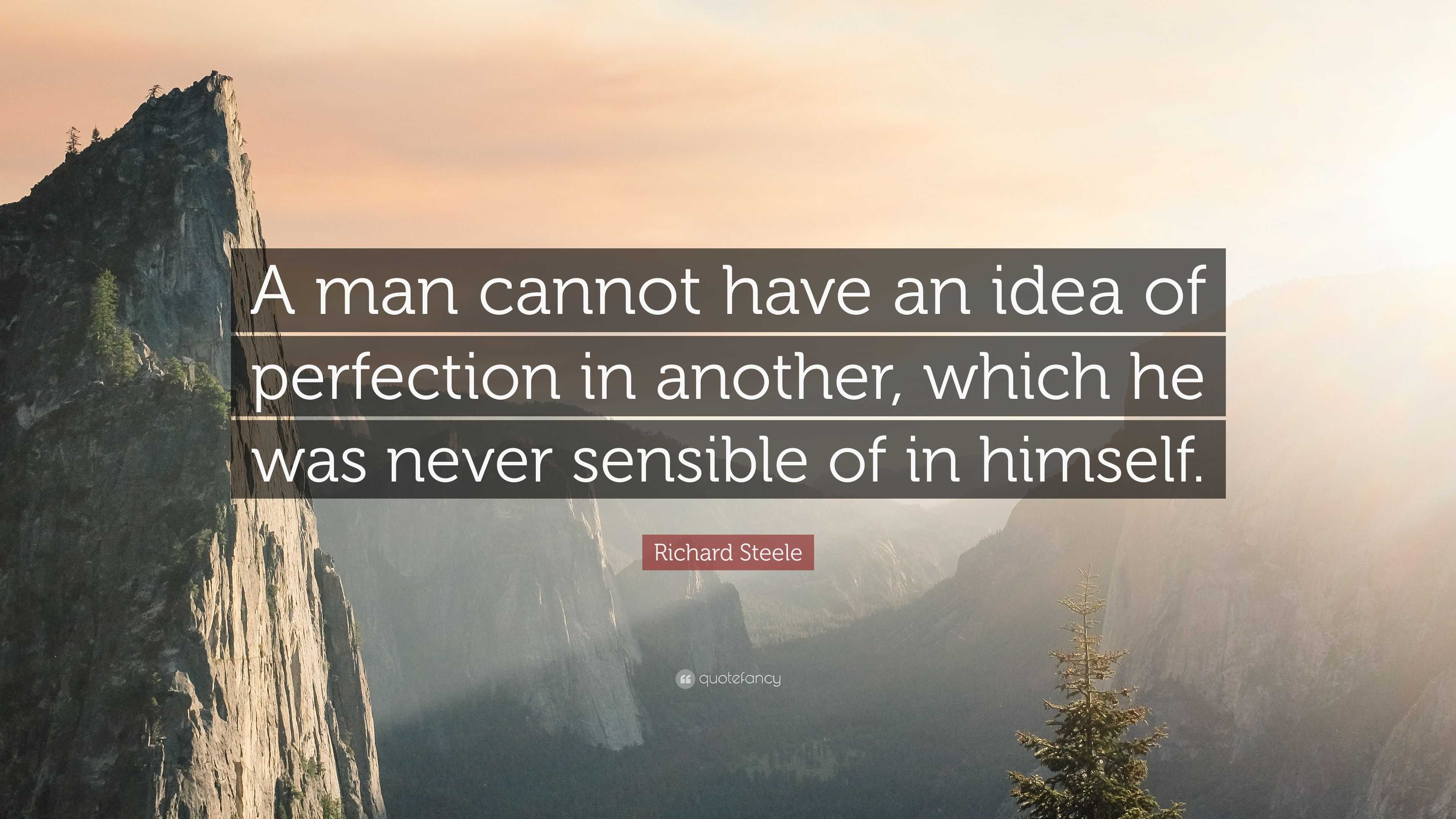 Richard Steele Quote: “A man cannot have an idea of perfection in ...