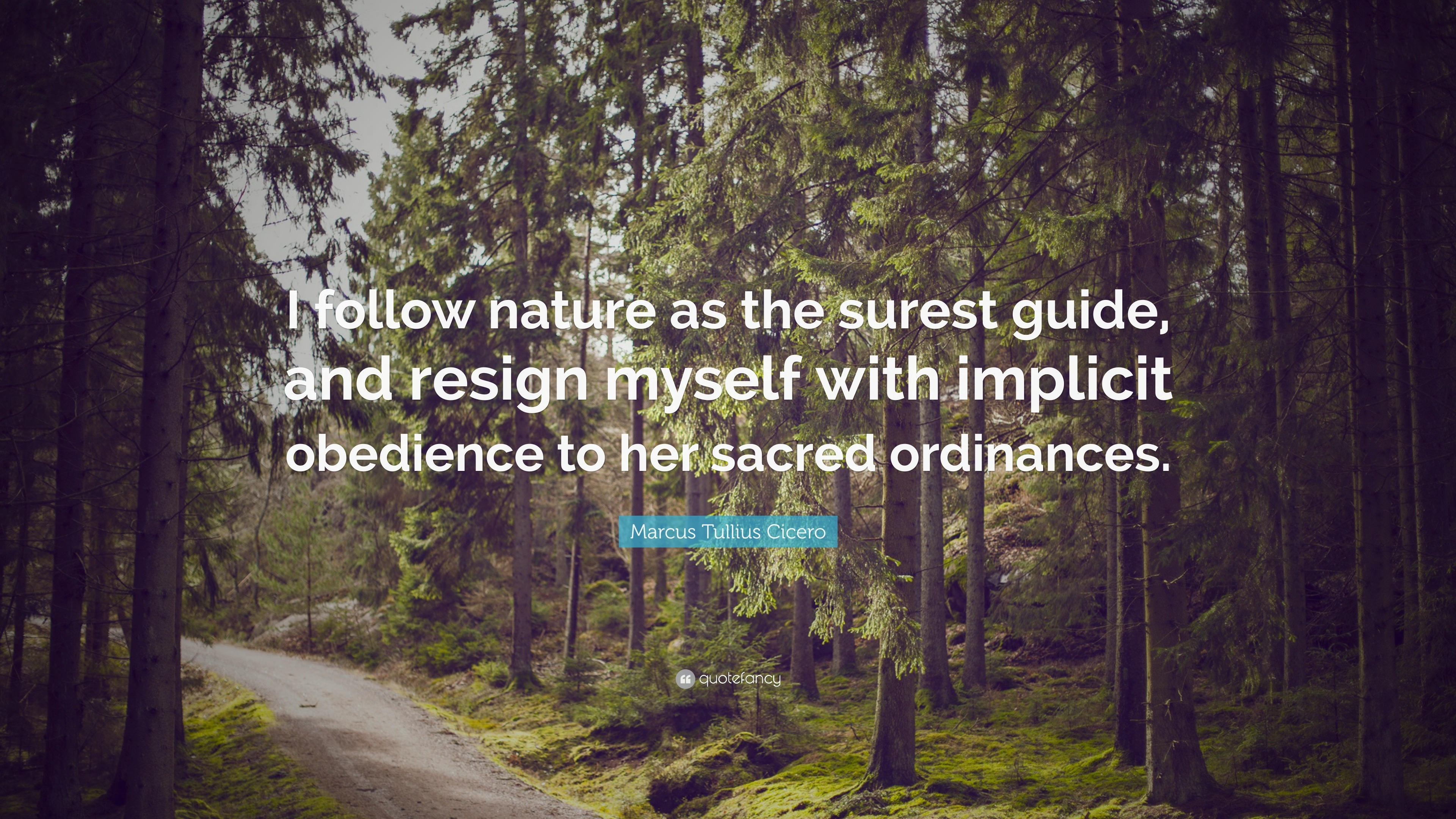 Marcus Tullius Cicero Quote: “I follow nature as the surest guide, and ...