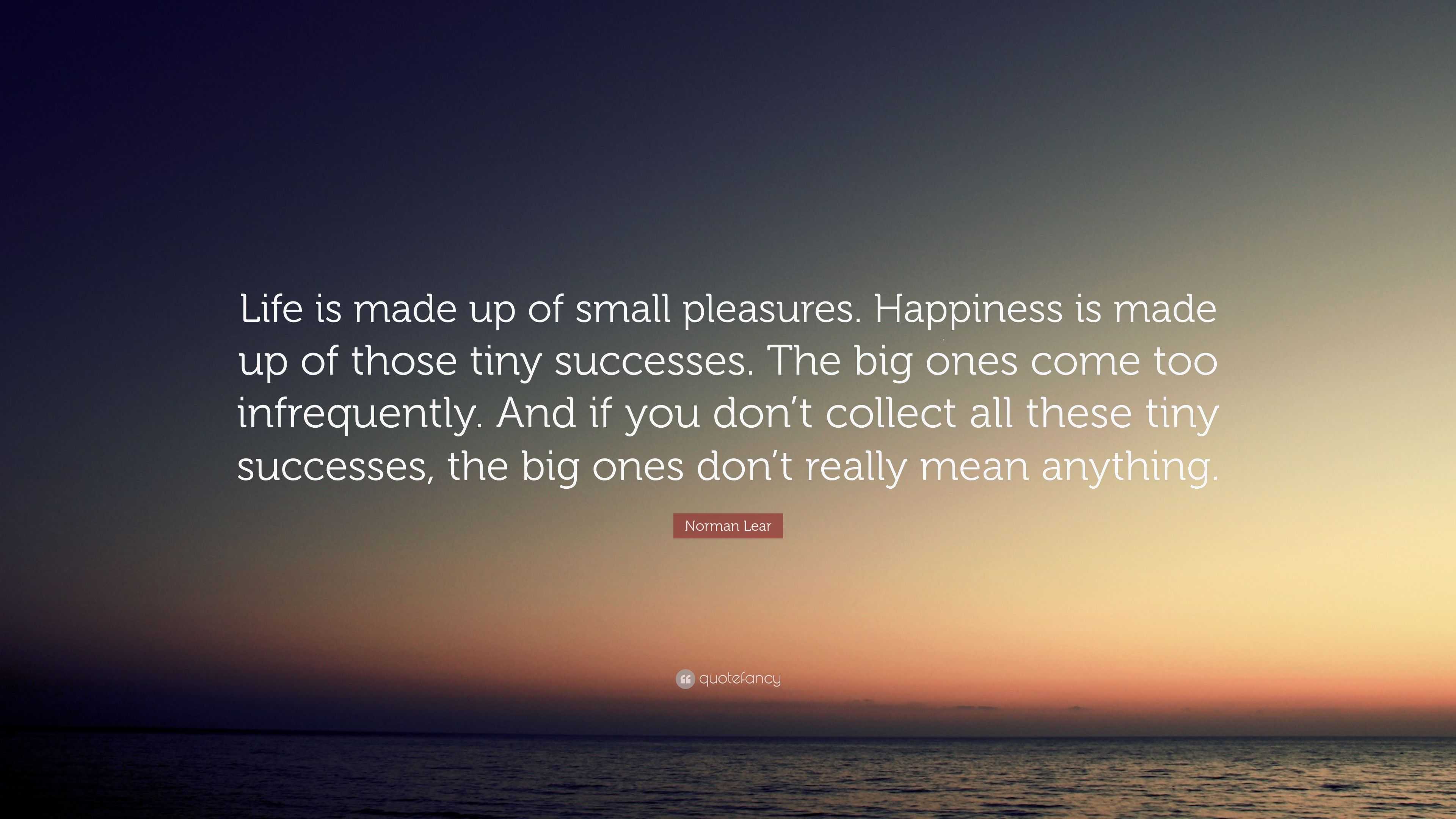 Norman Lear Quote: “Life is made up of small pleasures. Happiness is ...