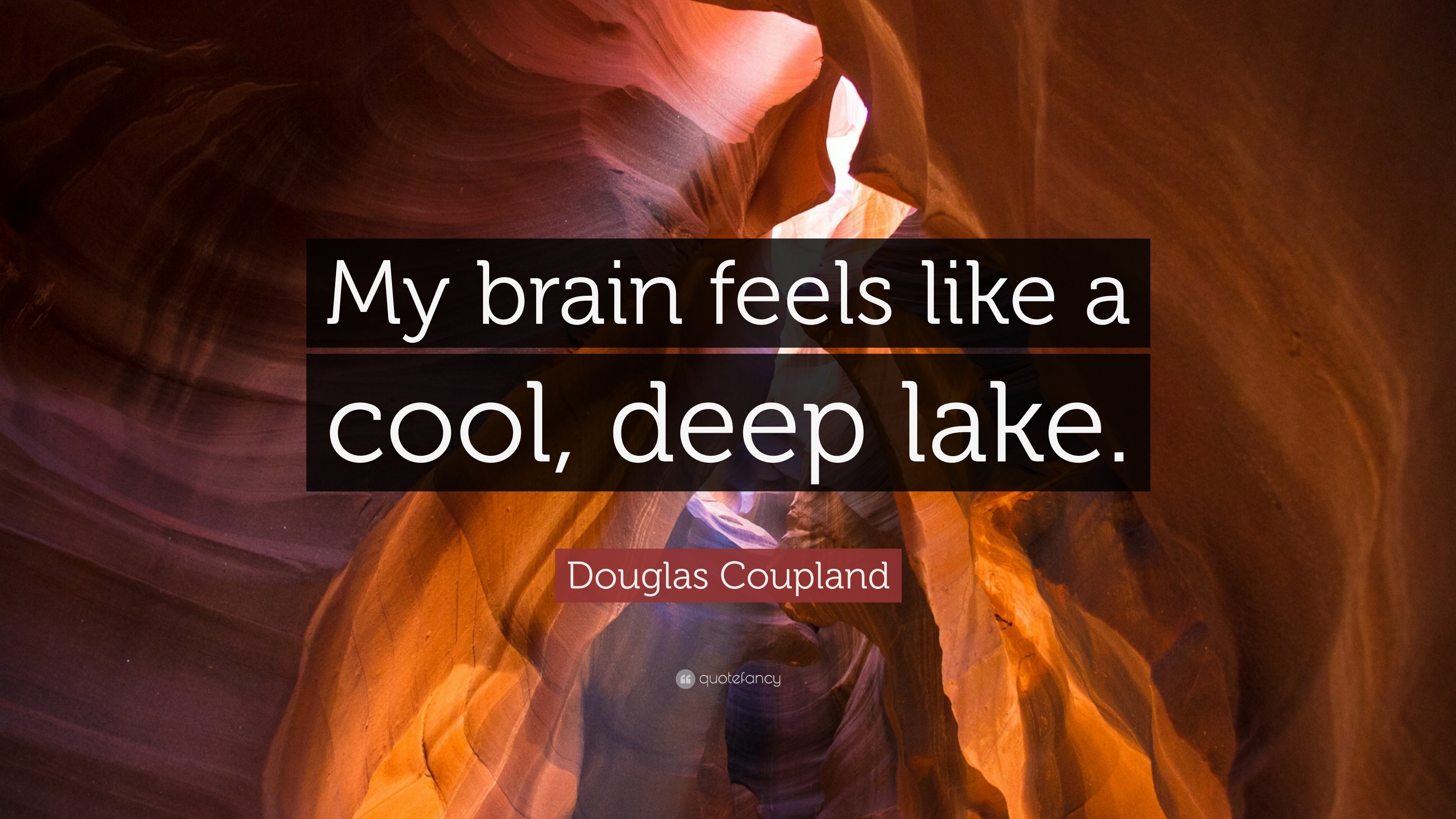 Douglas Coupland Quote: “My brain feels like a cool, deep lake.”
