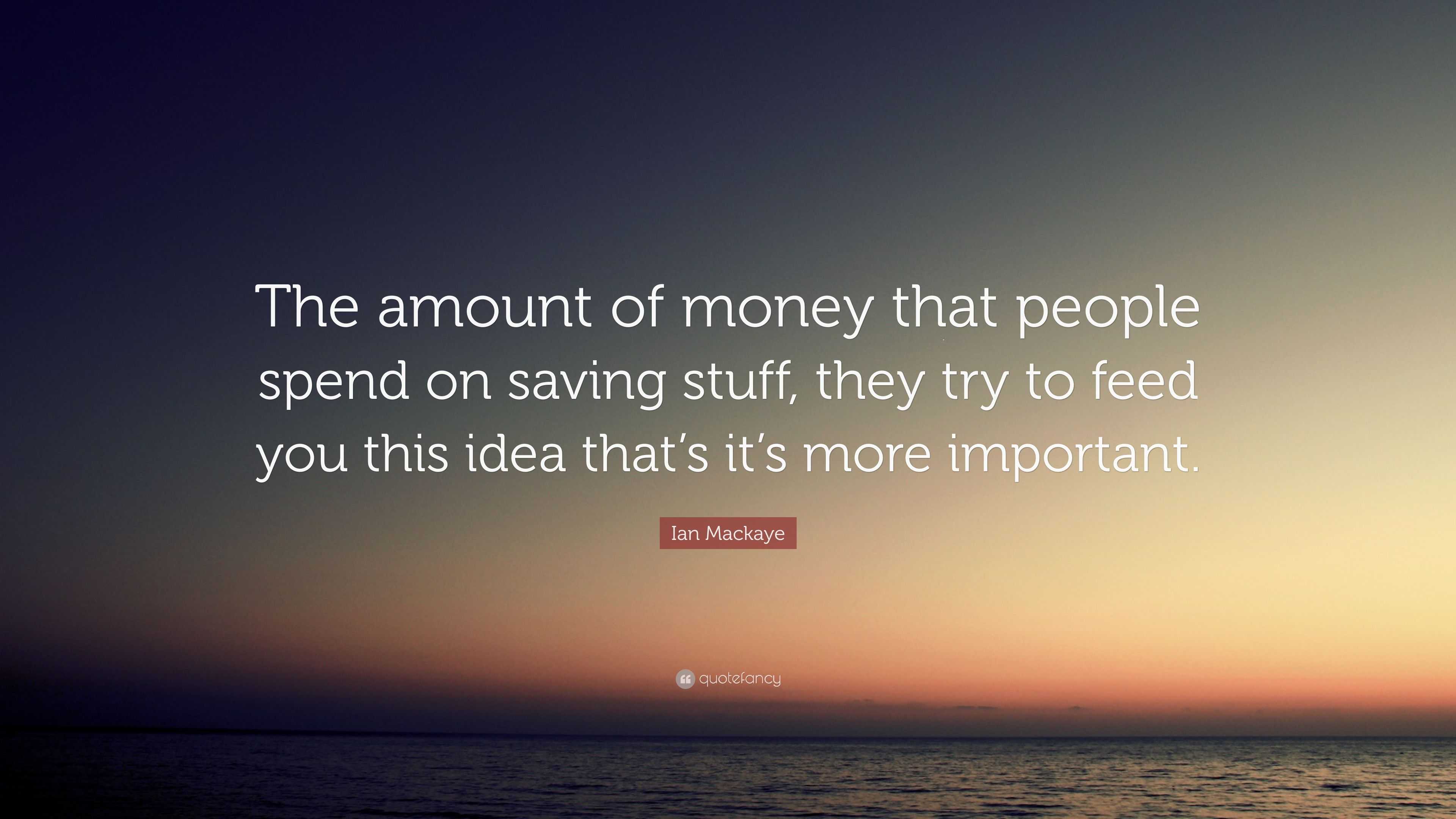 Ian Mackaye Quote: “The amount of money that people spend on saving ...