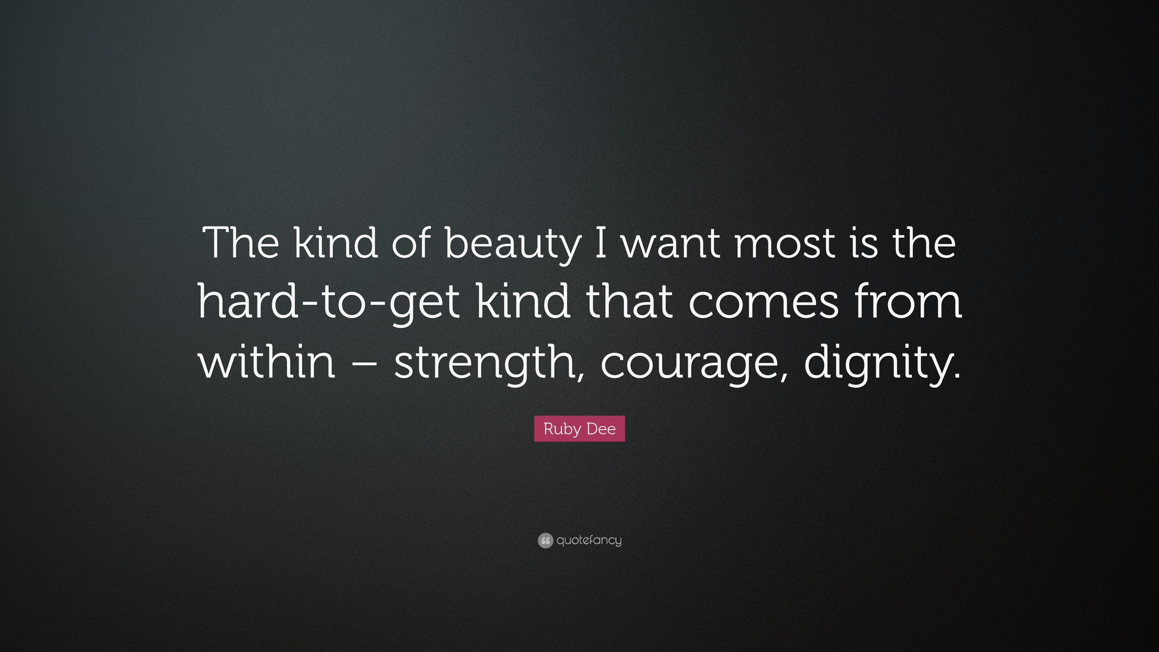 Ruby Dee Quote: “The kind of beauty I want most is the hard-to-get kind ...