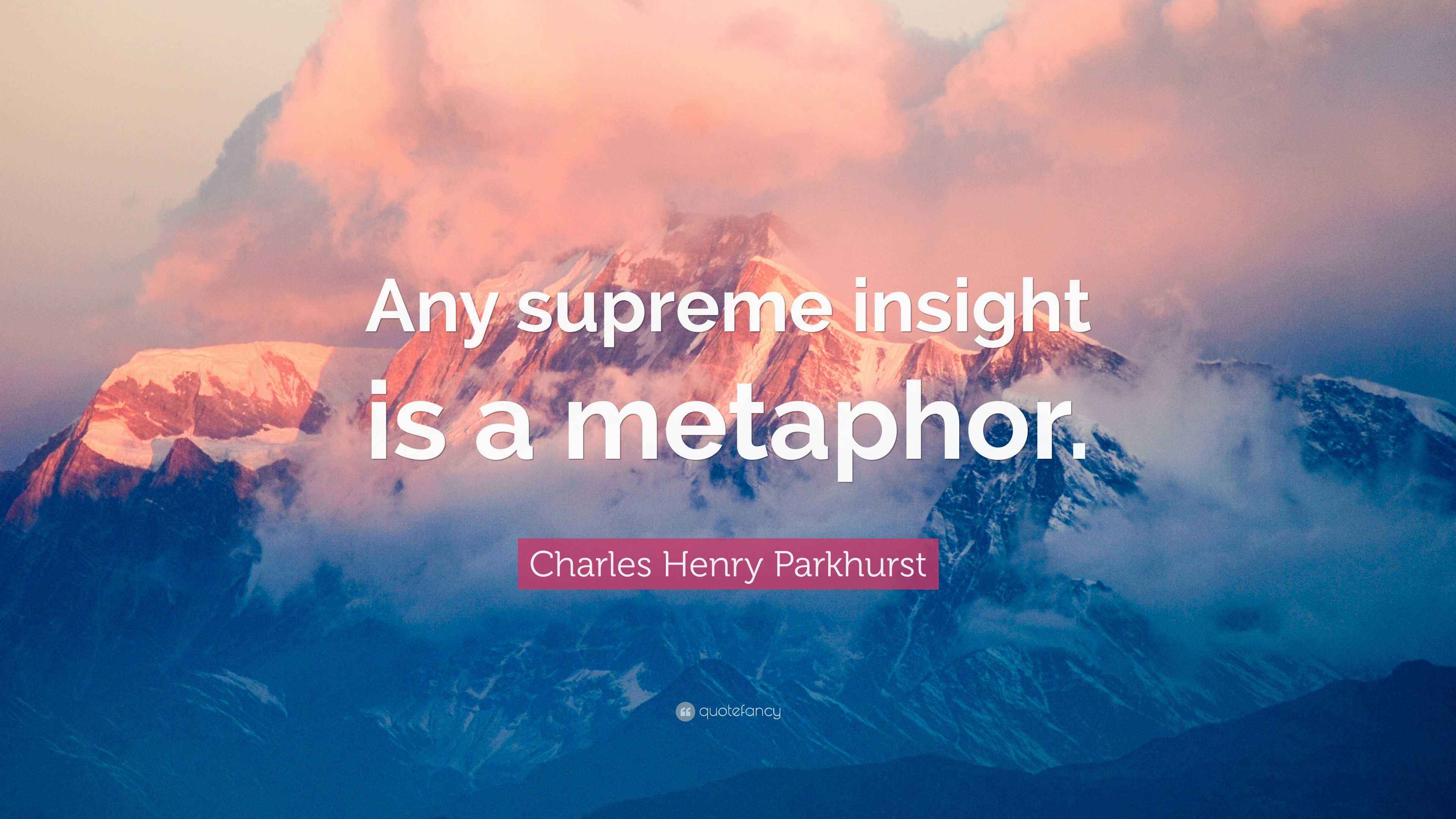 Charles Henry Parkhurst Quote: “Any supreme insight is a metaphor.”