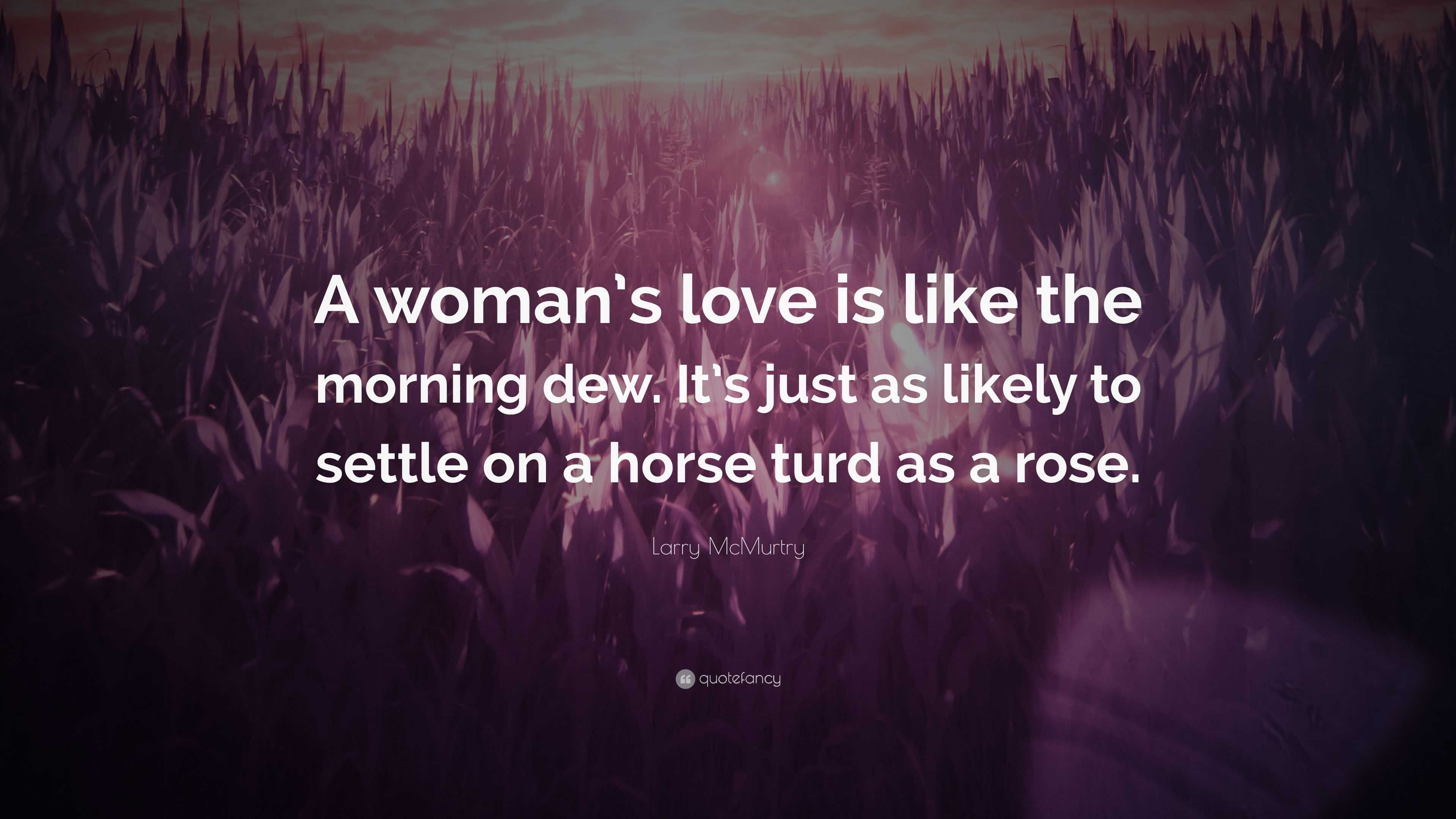 Larry McMurtry Quote: “A woman's love is like the morning dew