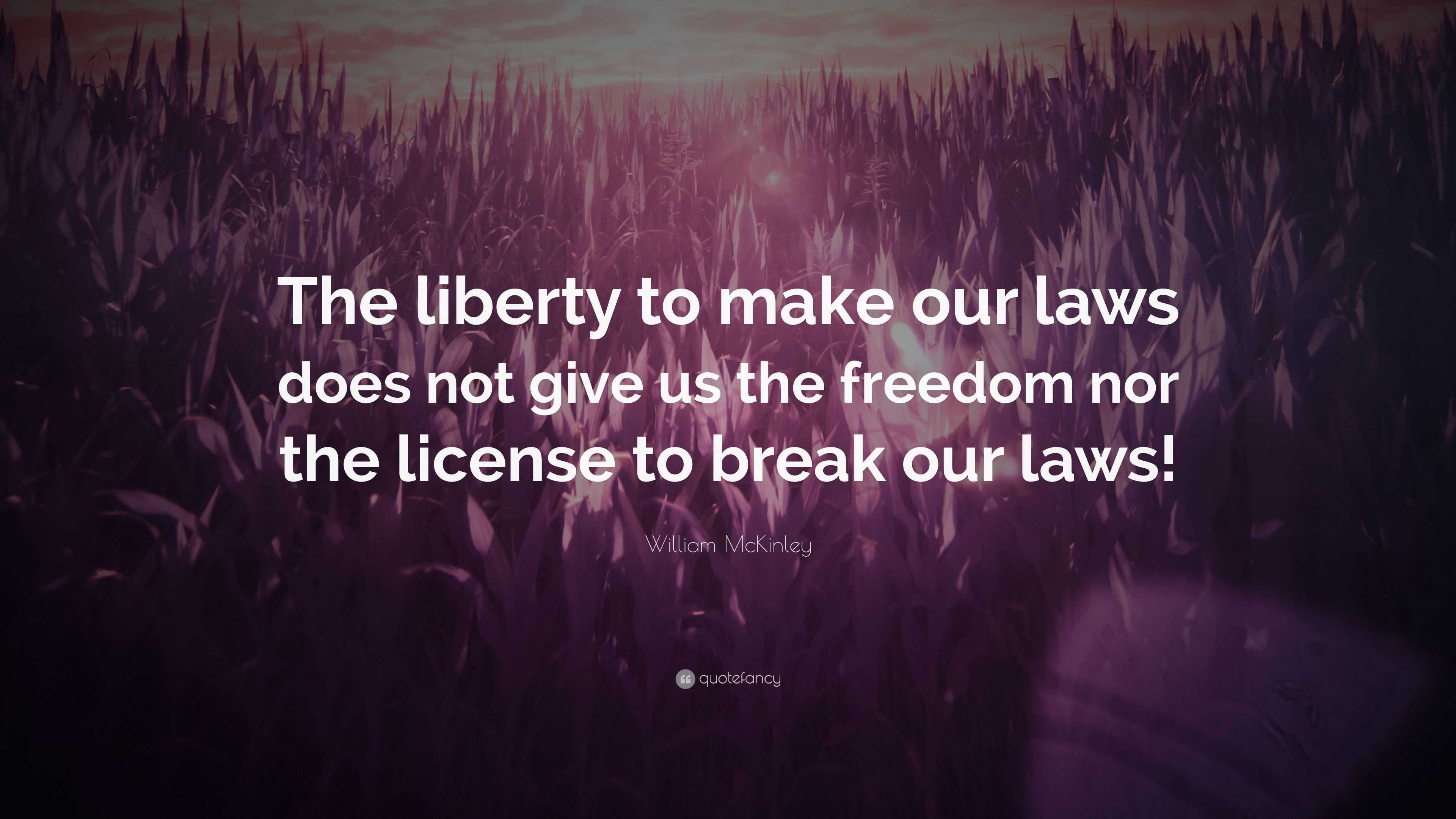 William McKinley Quote: “The liberty to make our laws does not give us ...