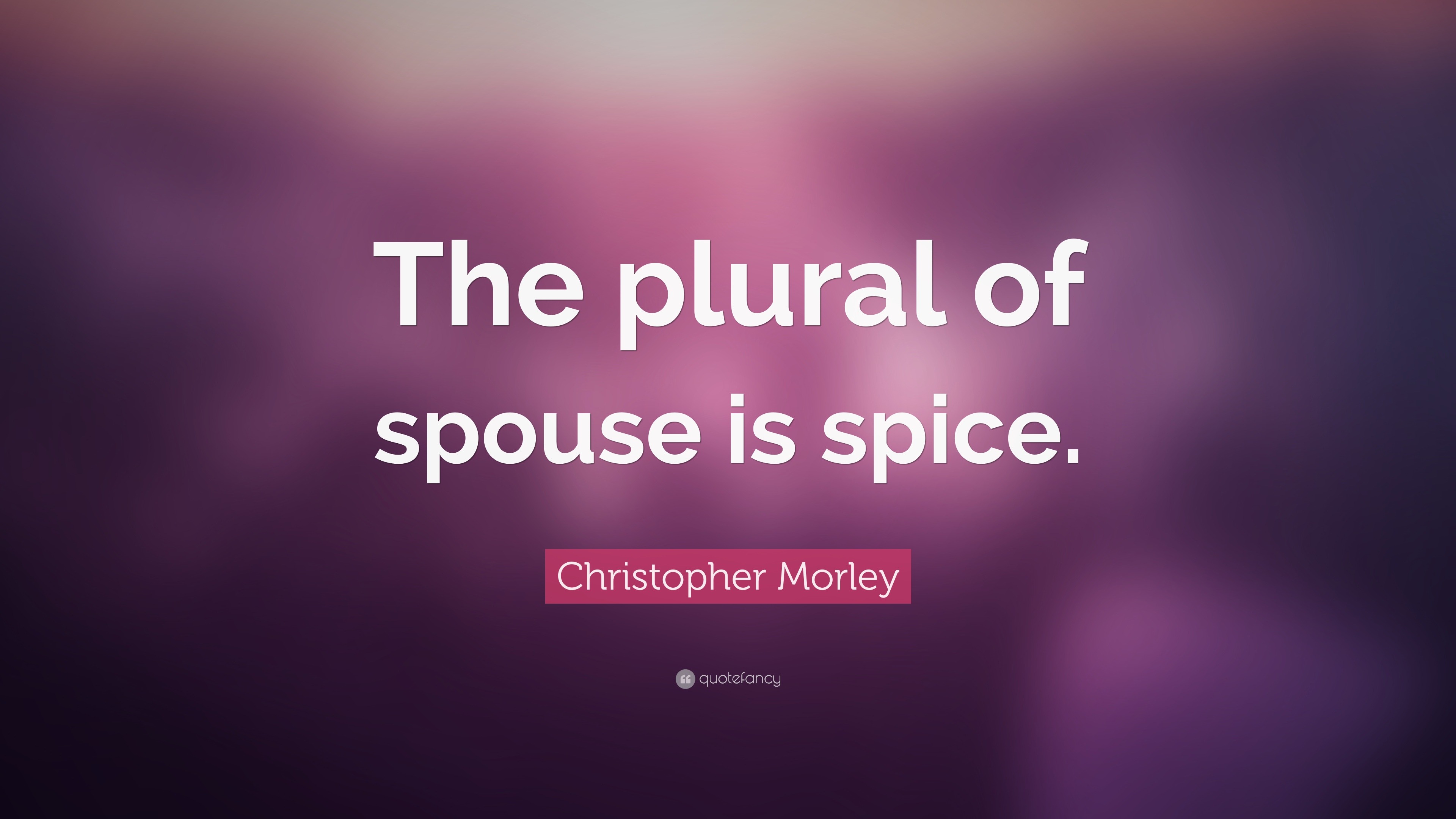 Christopher Morley Quote “The plural of spouse is spice.”