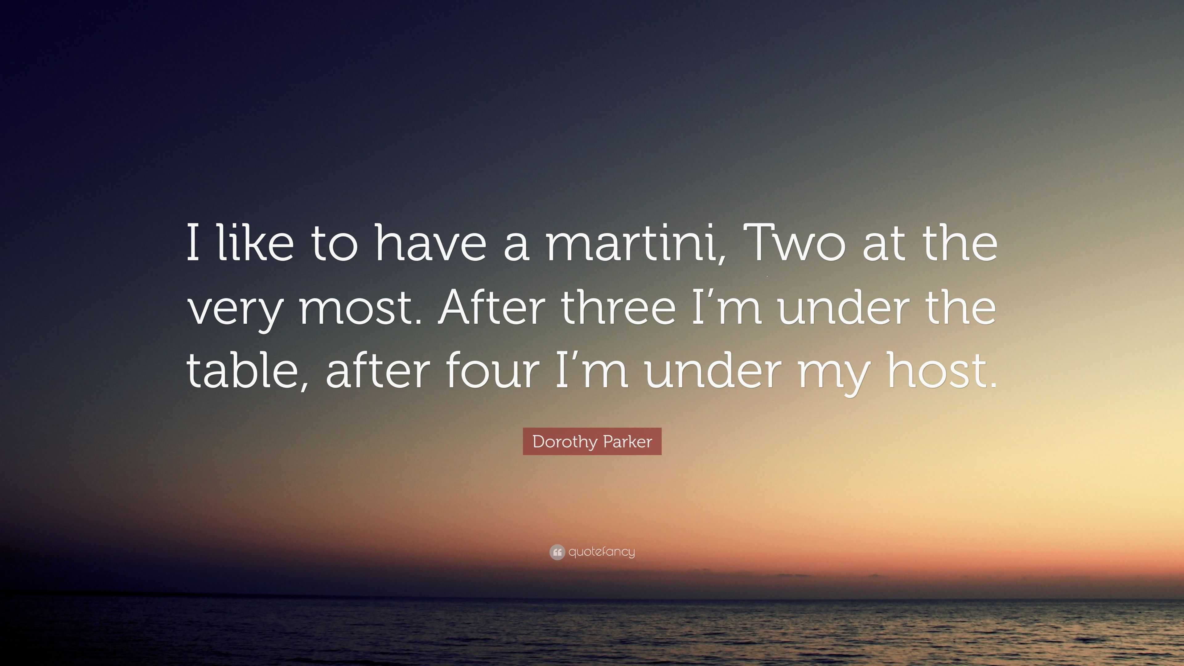 Dorothy Parker Quote “i Like To Have A Martini Two At The Very Most