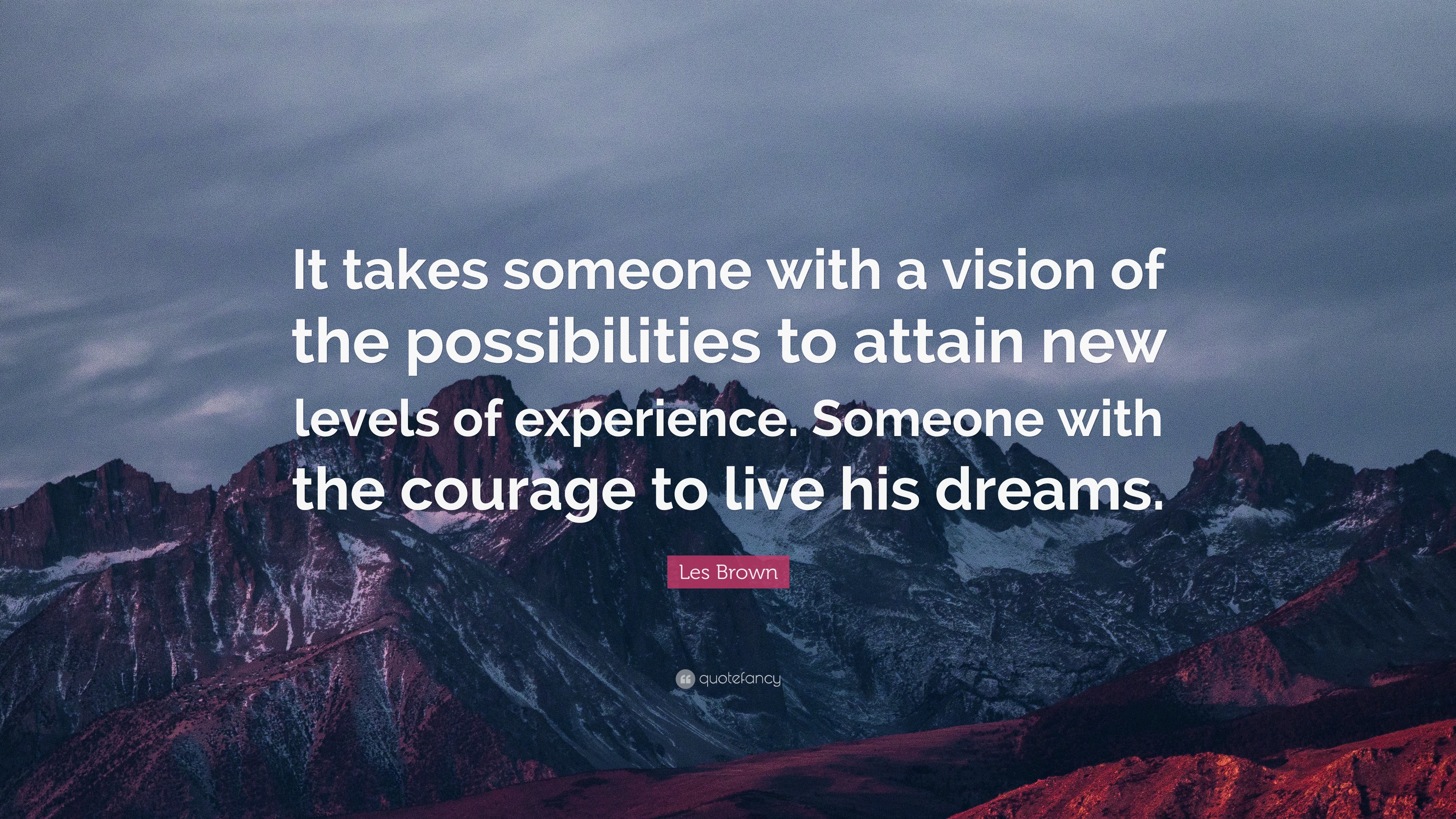 Les Brown Quote: “It takes someone with a vision of the possibilities ...