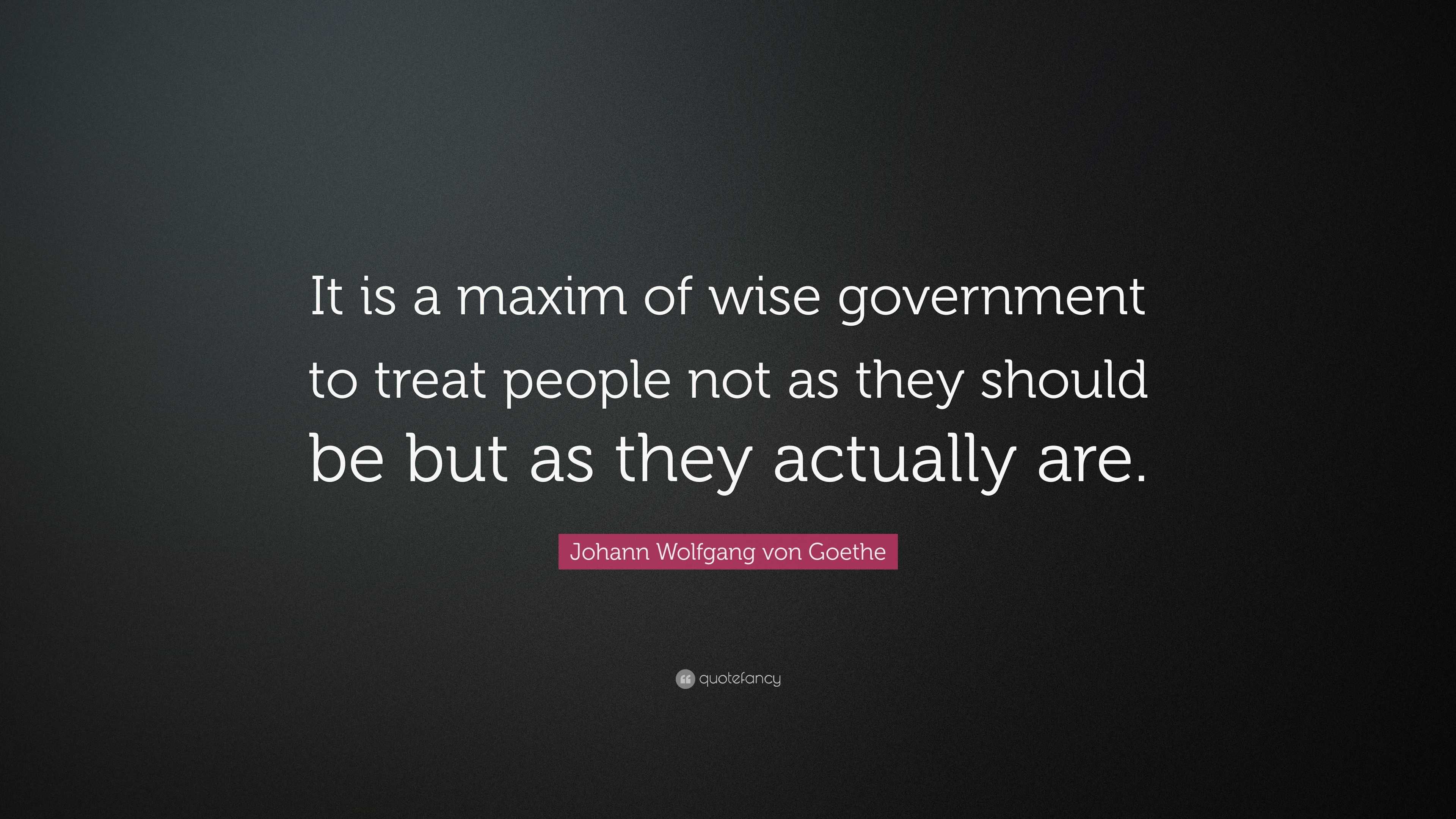 Johann Wolfgang von Goethe Quote: “It is a maxim of wise government to ...