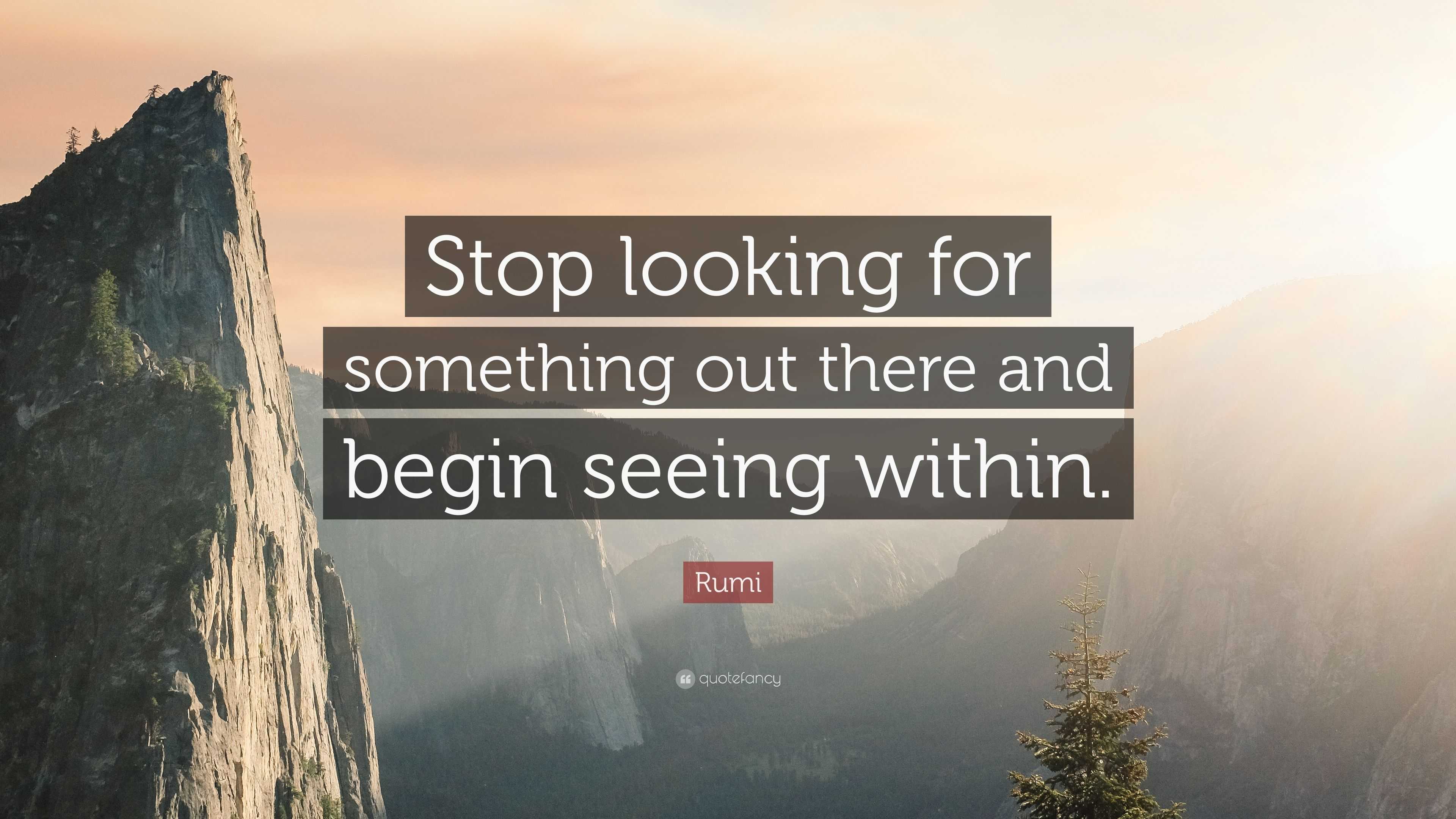 Rumi Quote: “Stop looking for something out there and begin seeing within.”