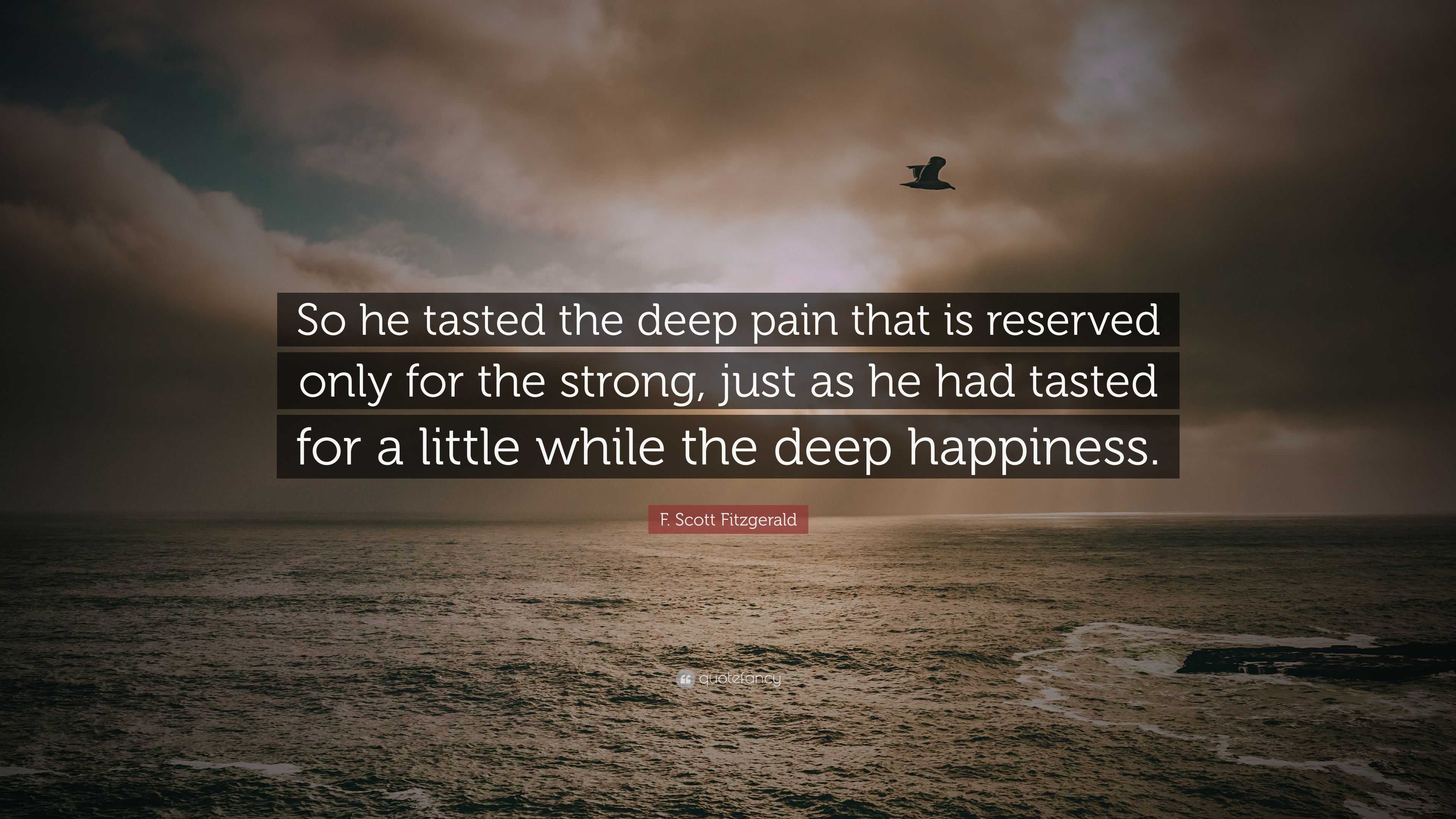 F Scott Fitzgerald Quote So He Tasted The Deep Pain That Is Reserved 