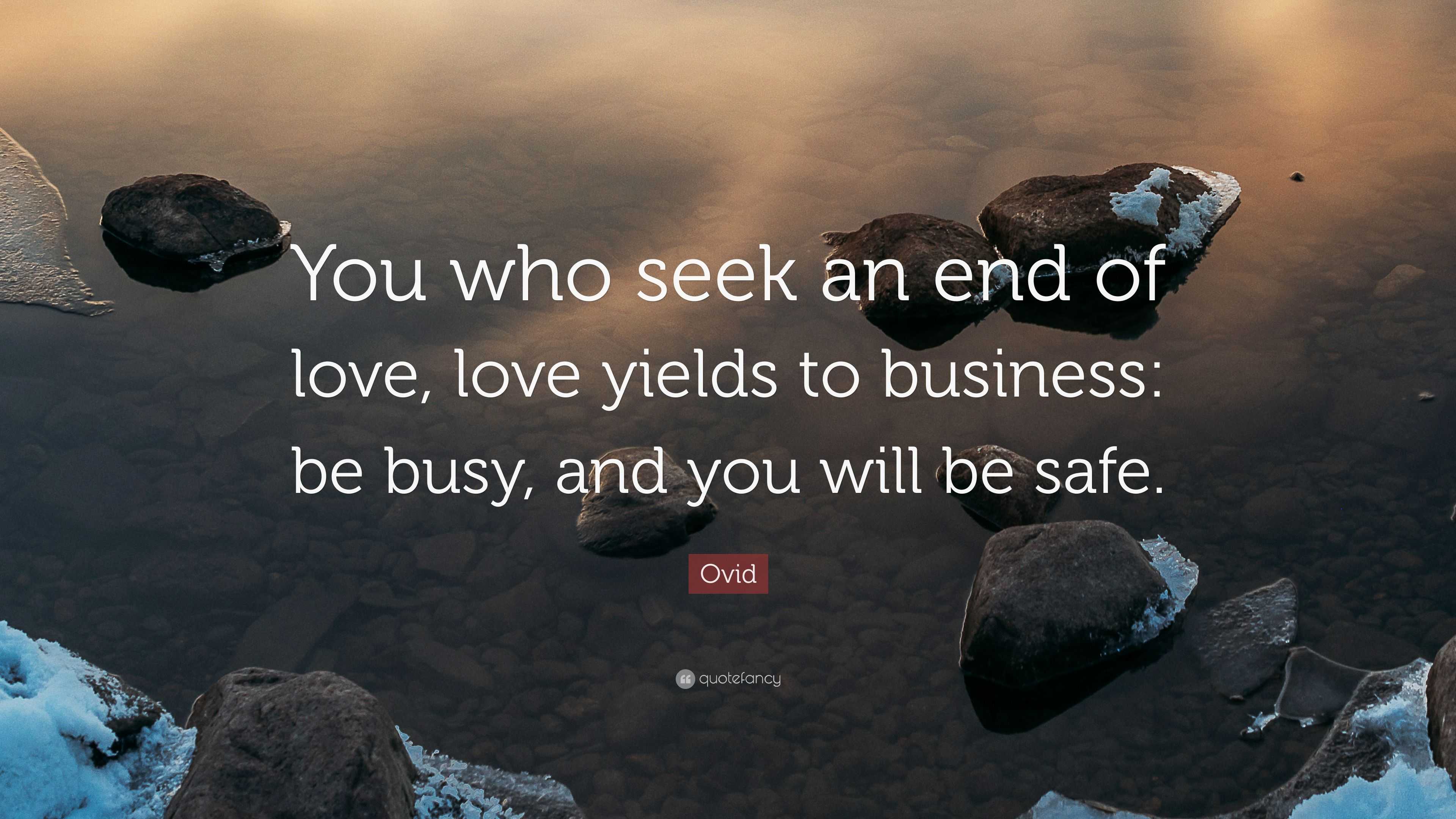Ovid Quote “You who seek an end of love, love