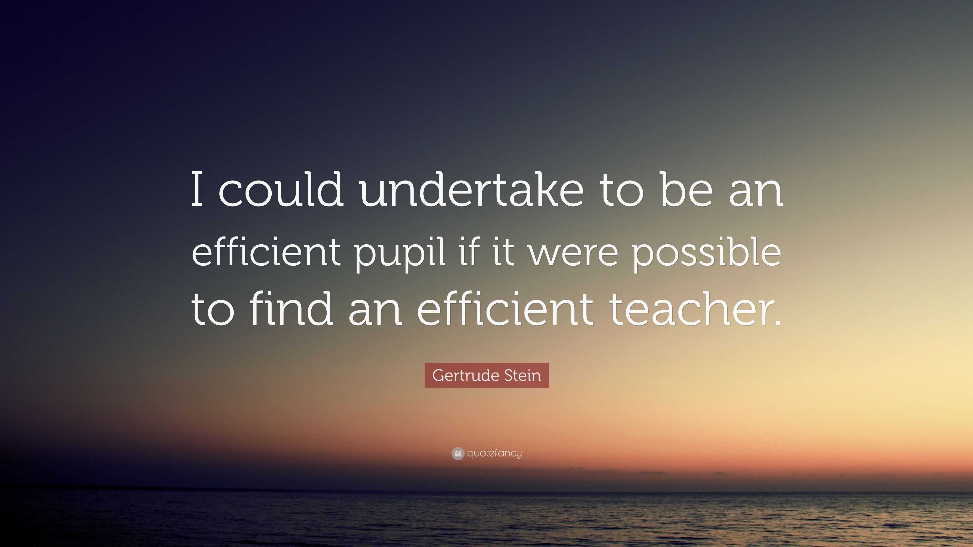 Gertrude Stein Quote: “i Could Undertake To Be An Efficient Pupil If It 