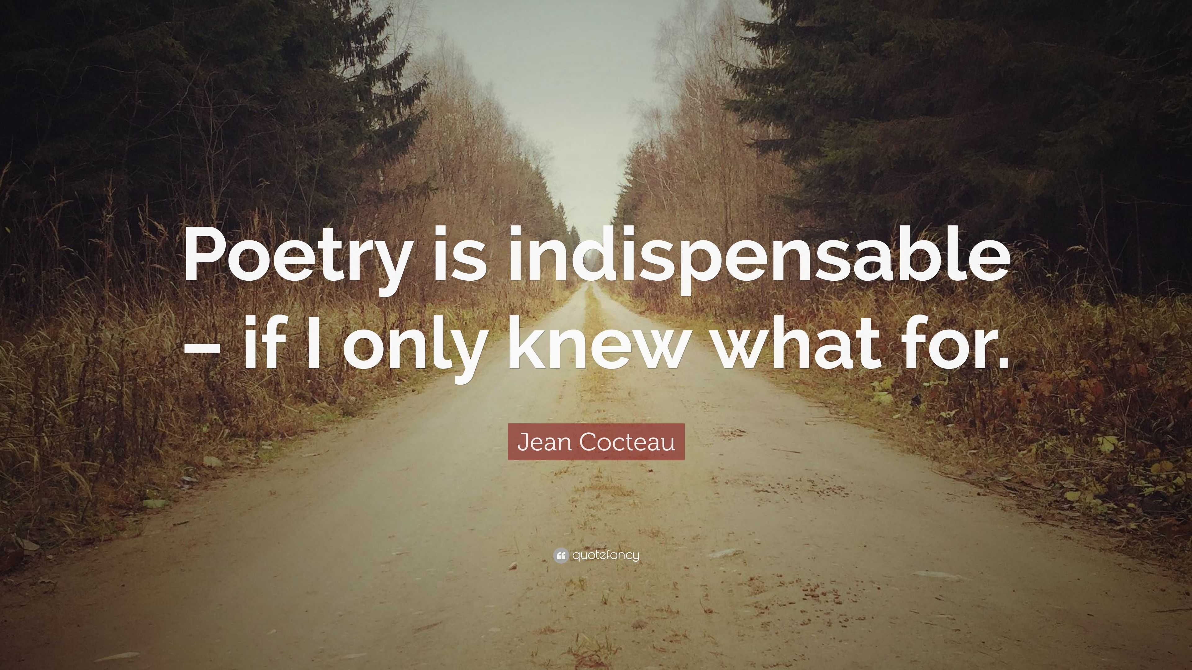 Jean Cocteau Quote: “Poetry is indispensable – if I only knew what for.”