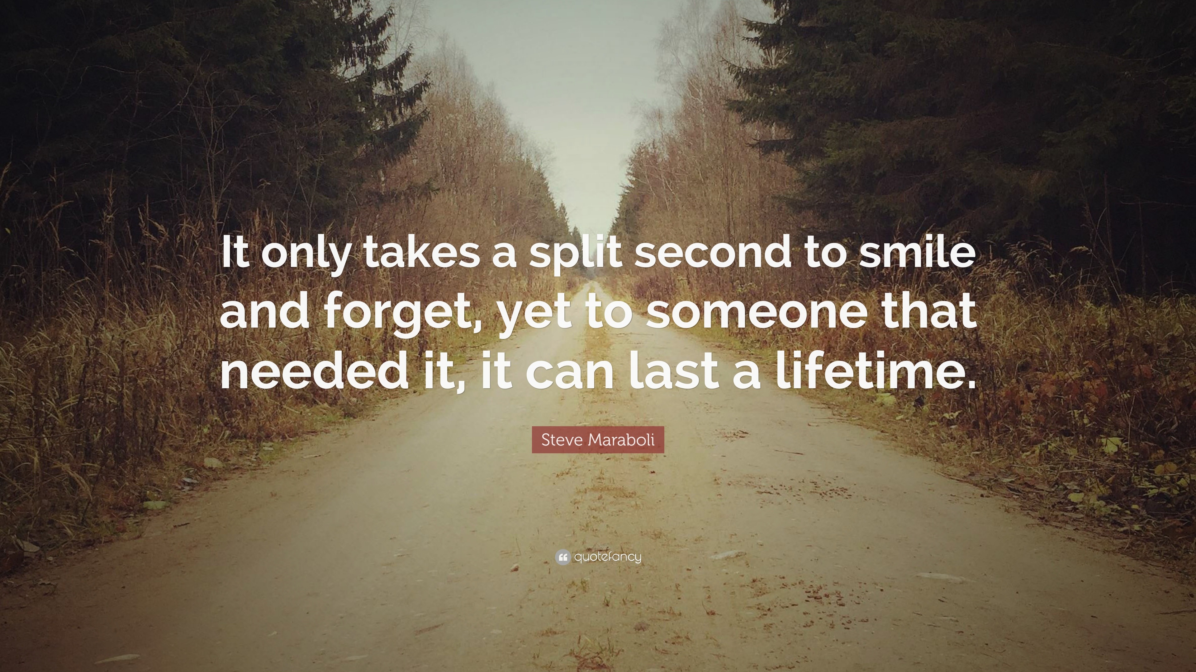 Steve Maraboli Quote: “It only takes a split second to smile and forget ...