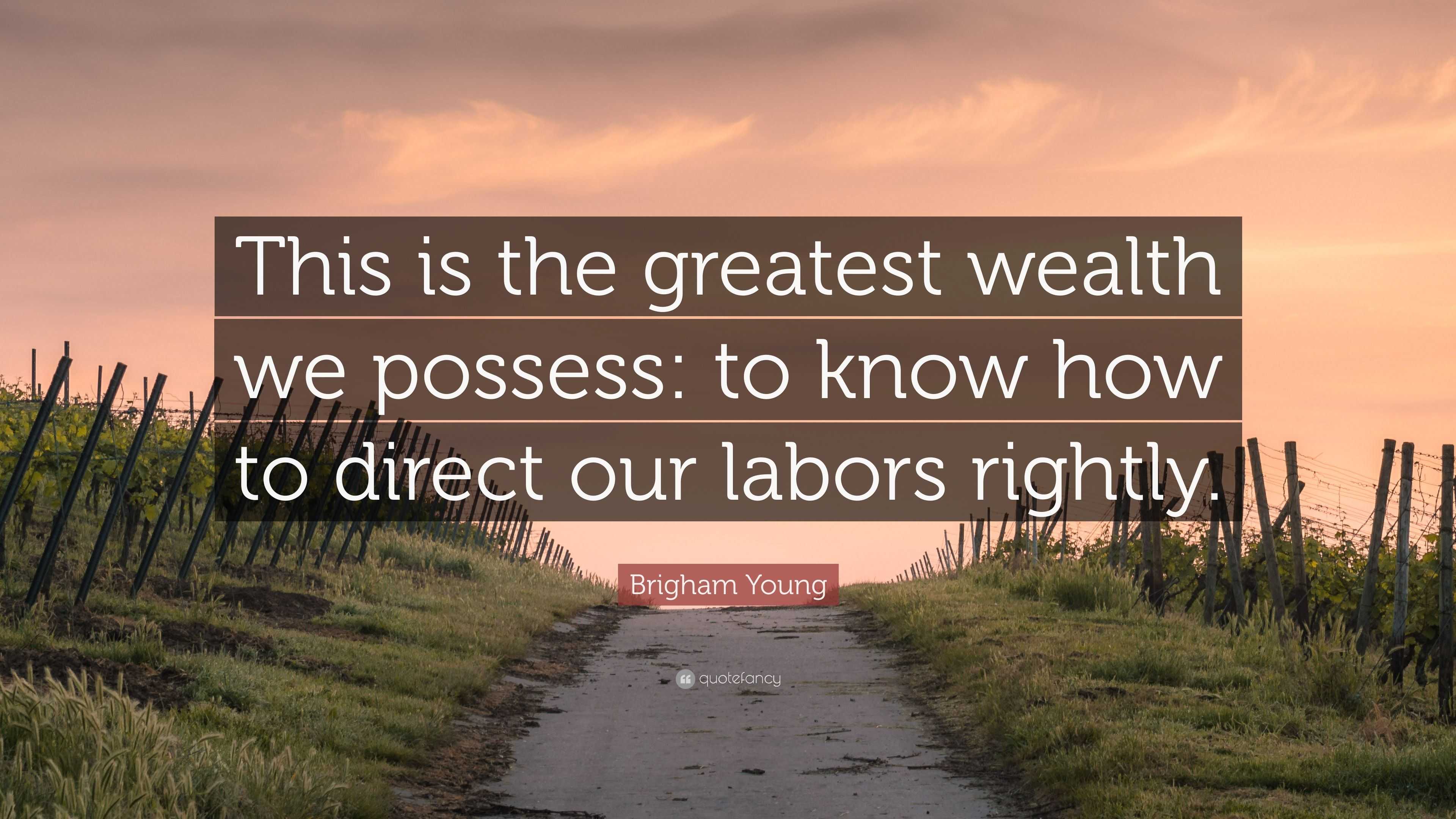 Brigham Young Quote: “This is the greatest wealth we possess: to know ...