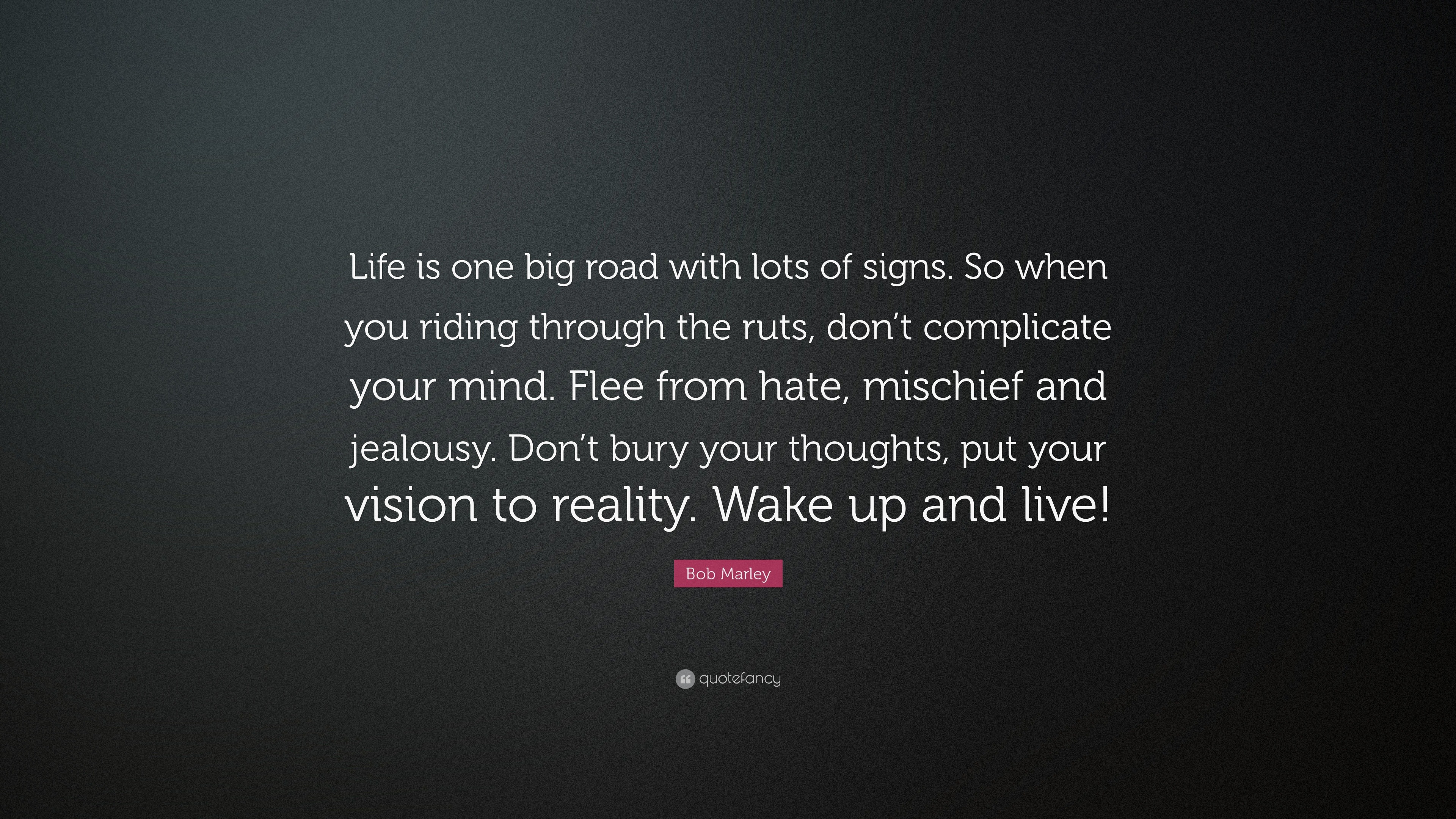 Bob Marley Quote “Life is one big road with lots of signs So