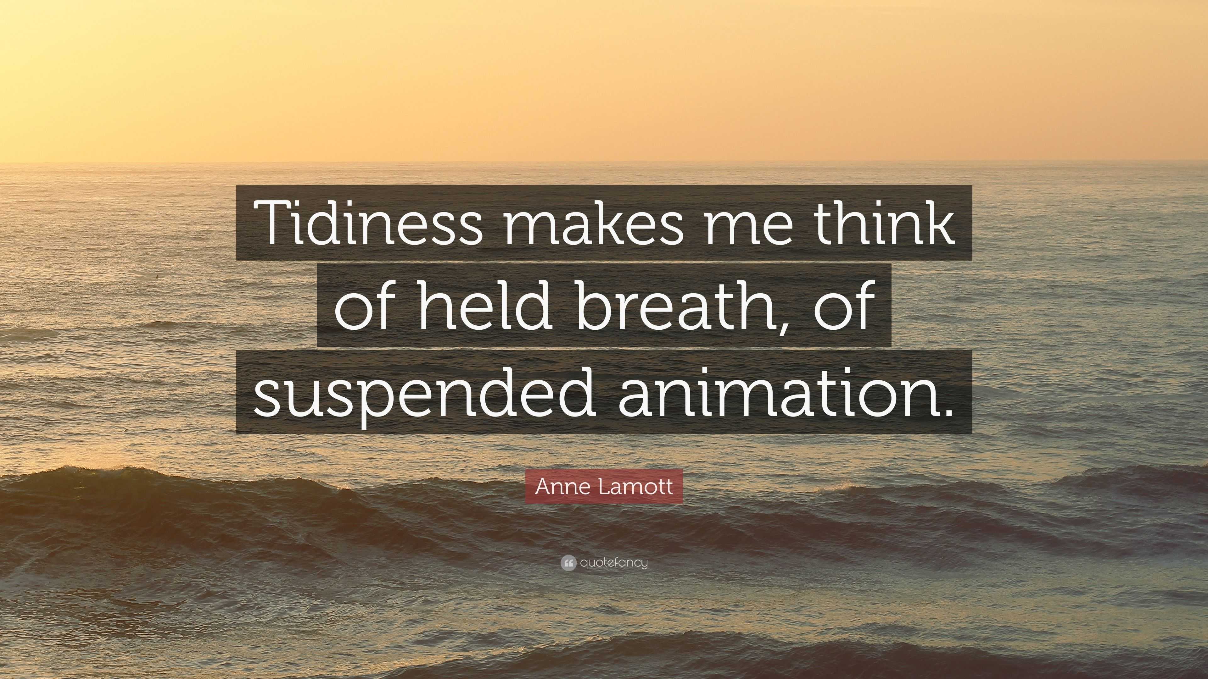 Anne Lamott Quote: “Tidiness makes me think of held breath, of ...