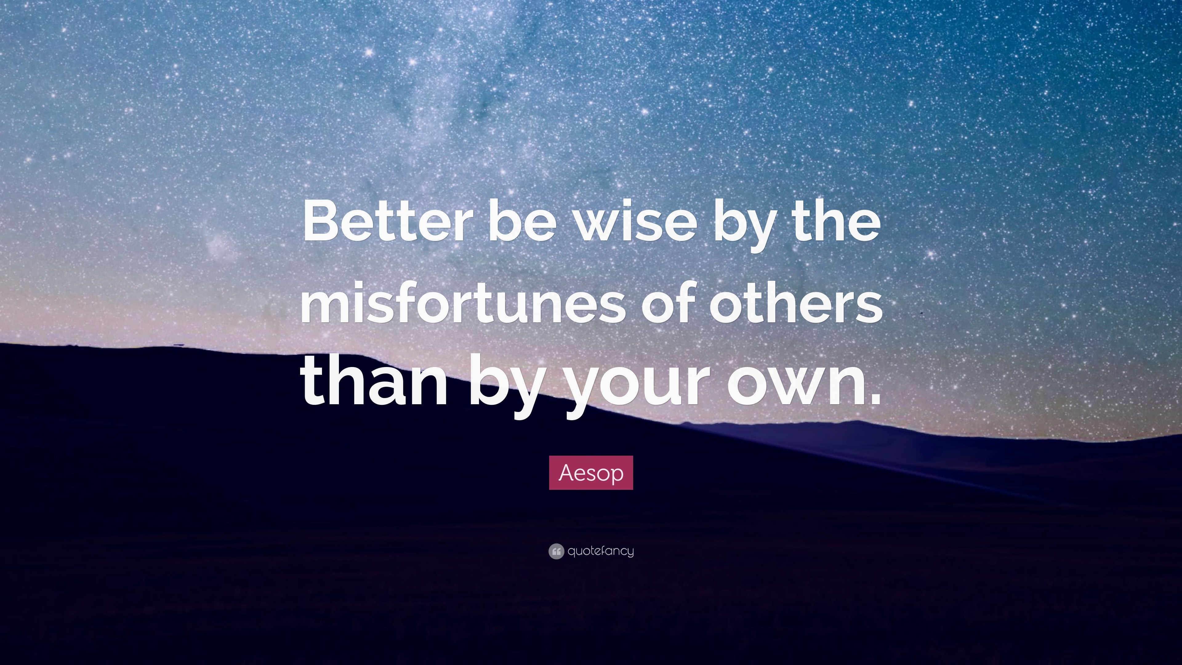 Aesop Quote: “Better be wise by the misfortunes of others than by your ...