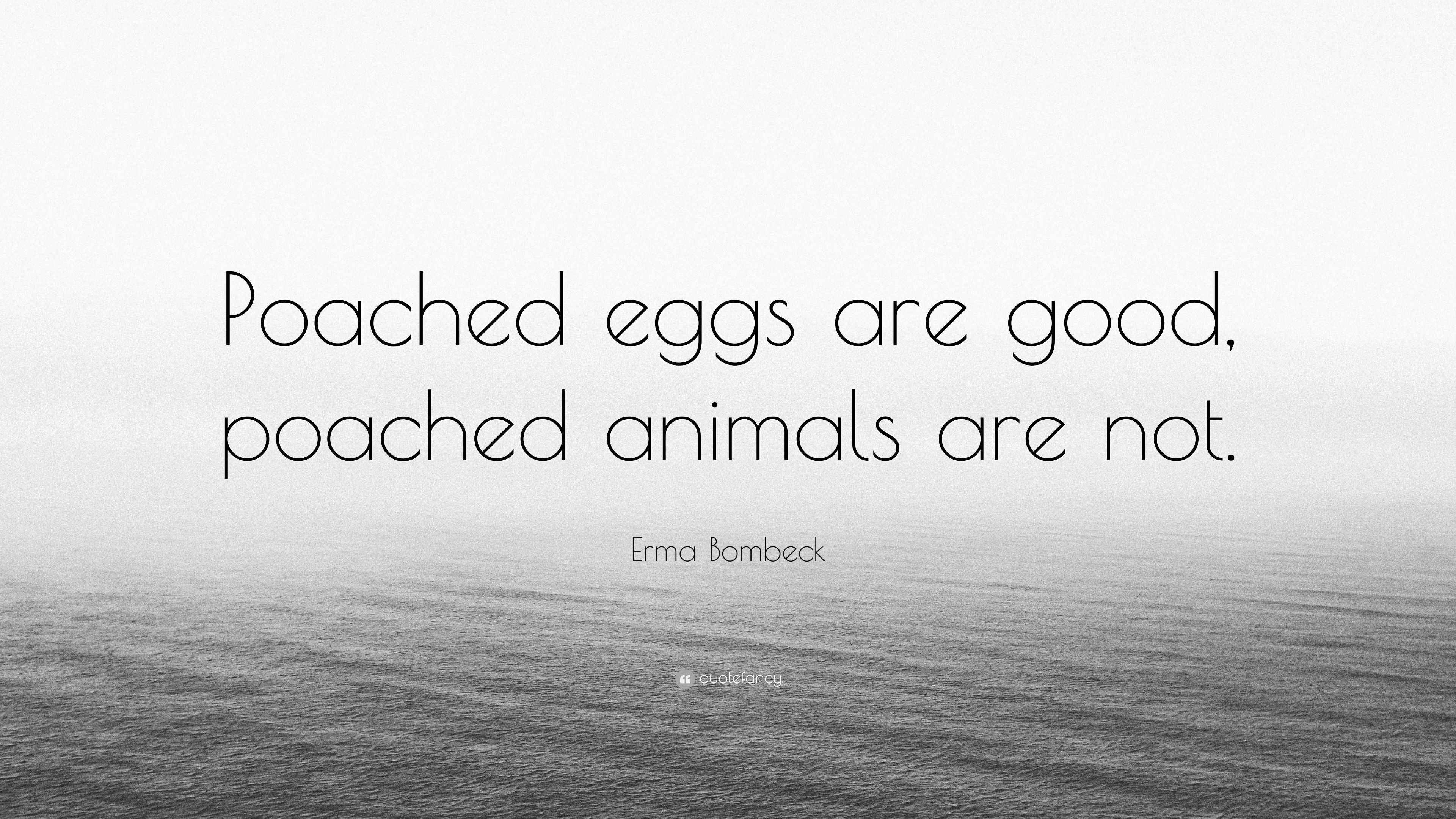 Erma Bombeck Quote “Poached eggs are good, poached animals are not.”