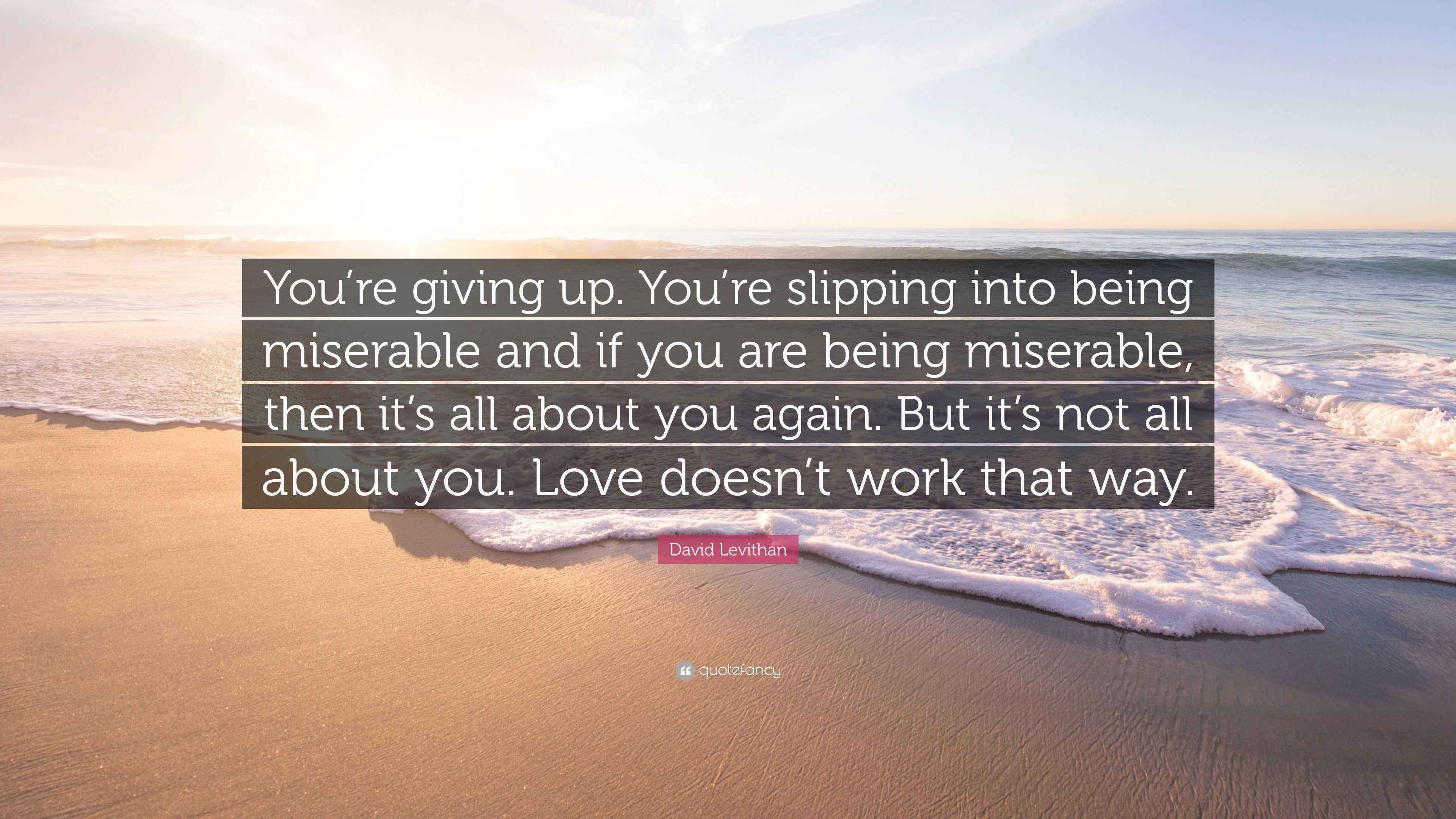 David Levithan Quote “You’re giving up. You’re slipping into being