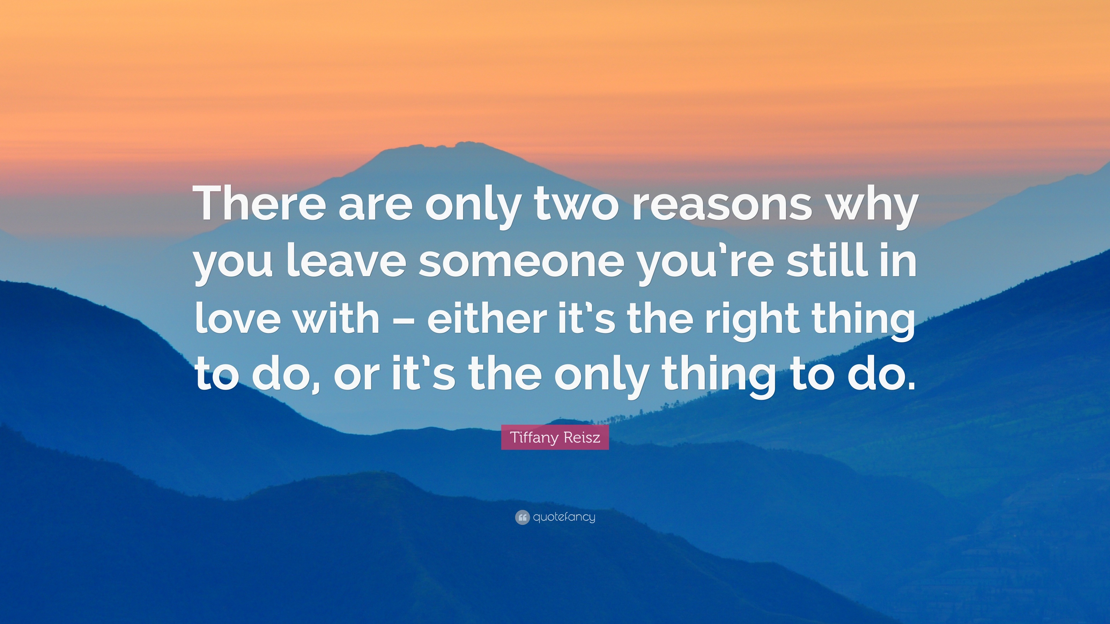 Tiffany Reisz Quote “There are only two reasons why you leave someone you