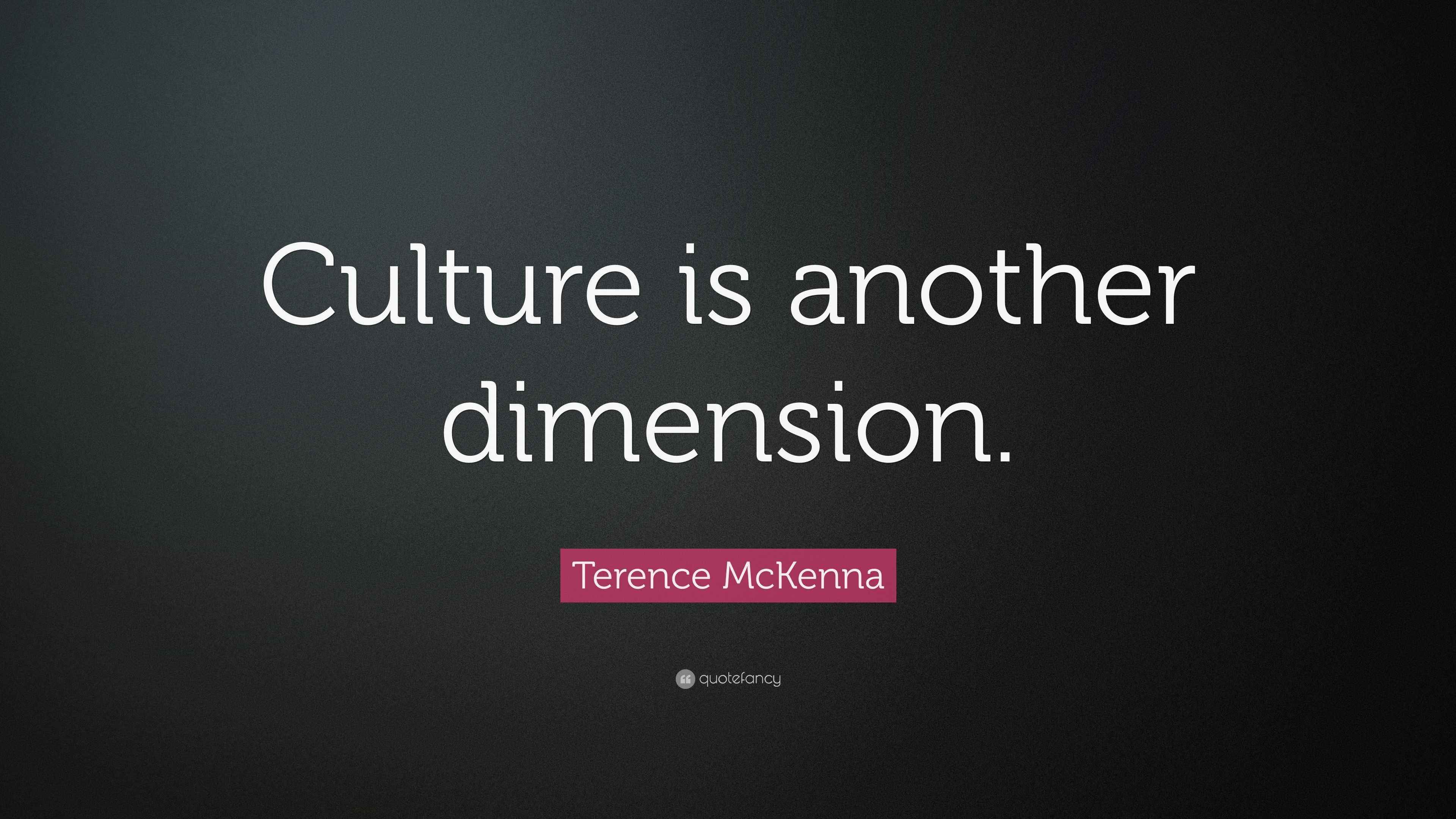 Terence McKenna Quote “Culture is another dimension.”