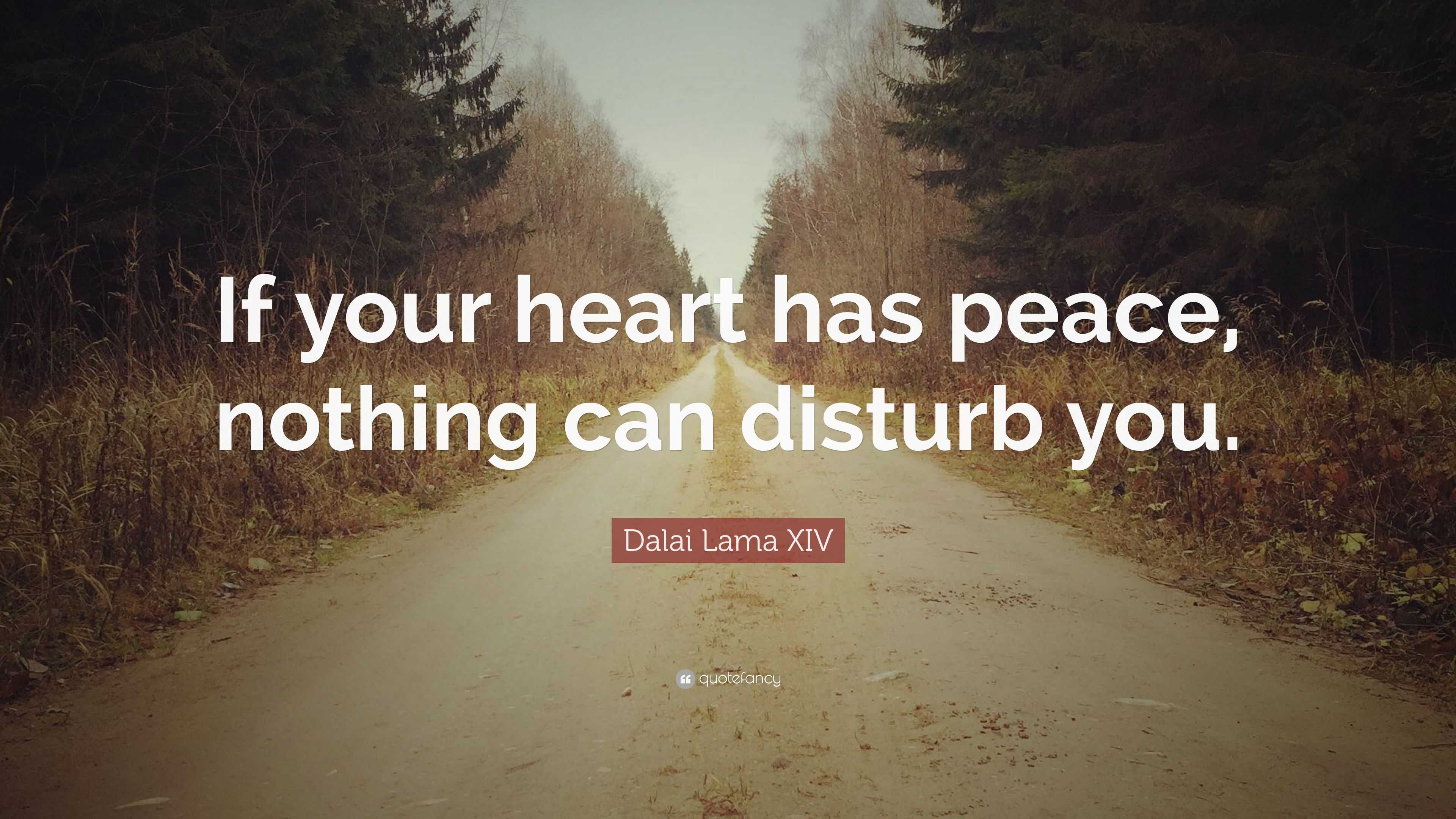 Dalai Lama XIV Quote: “If your heart has peace, nothing can disturb you.”