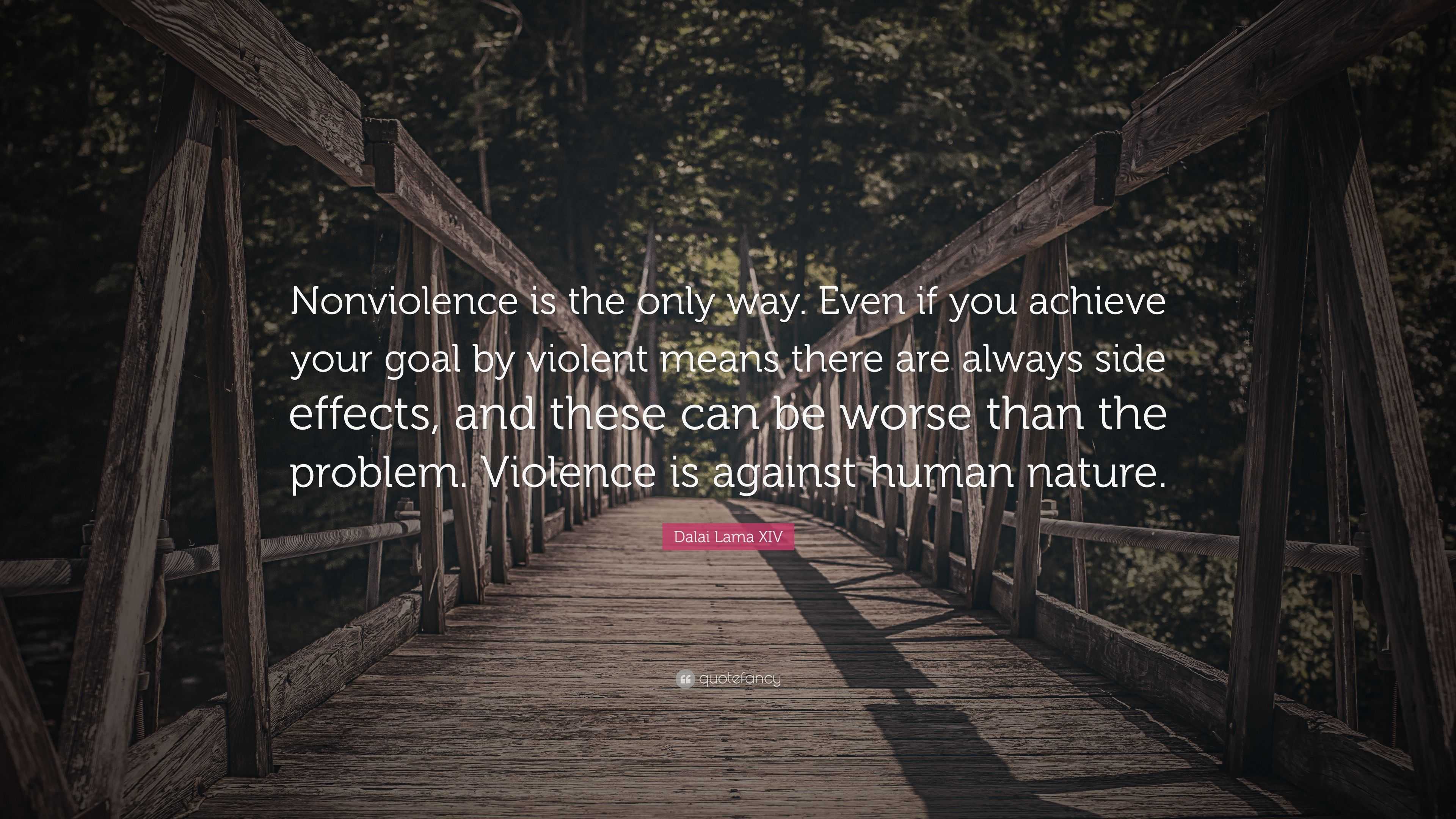 Dalai Lama XIV Quote: “Nonviolence is the only way. Even if you achieve ...