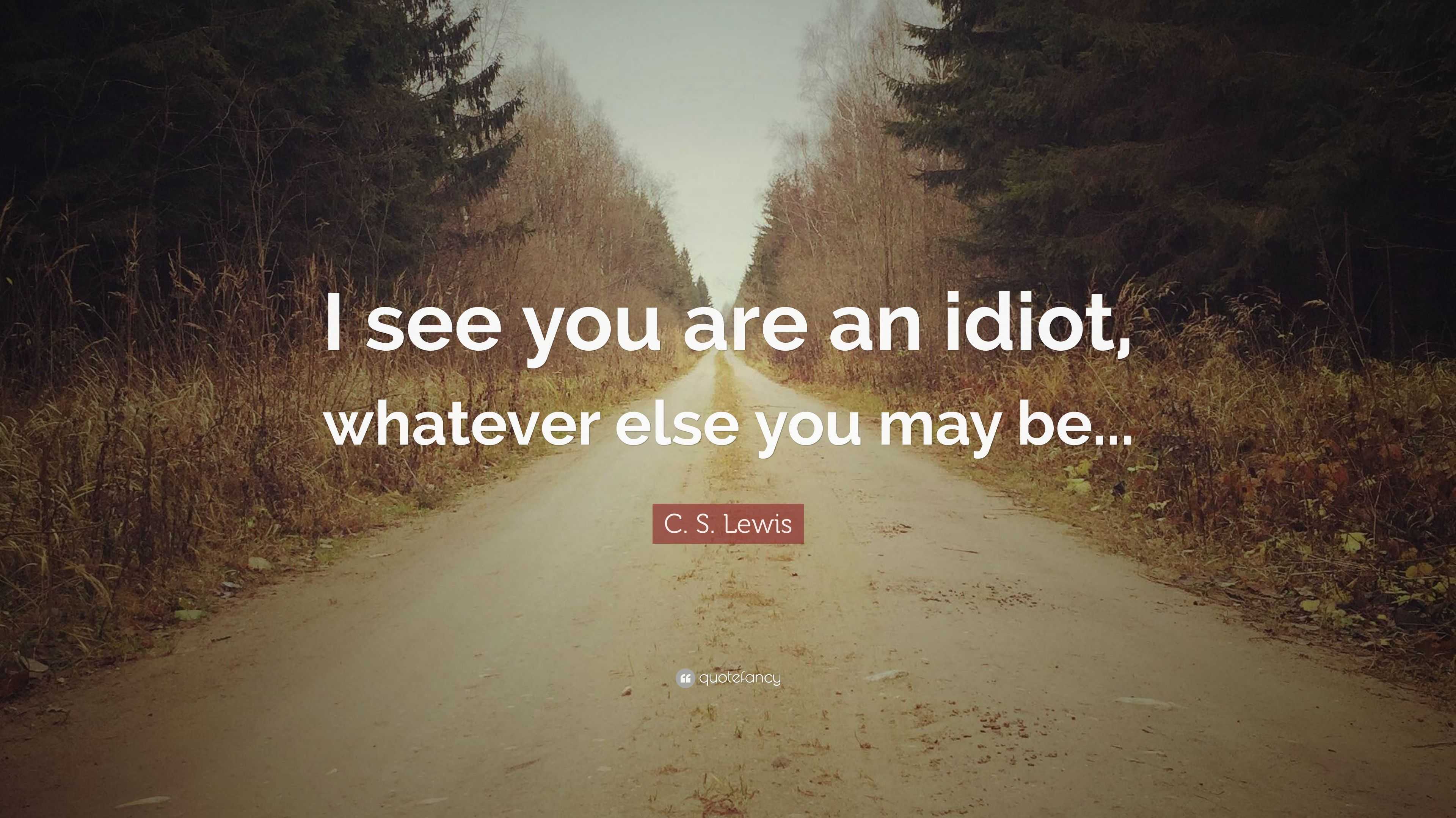 C. S. Lewis quote: I see you are an idiot, whatever else you may