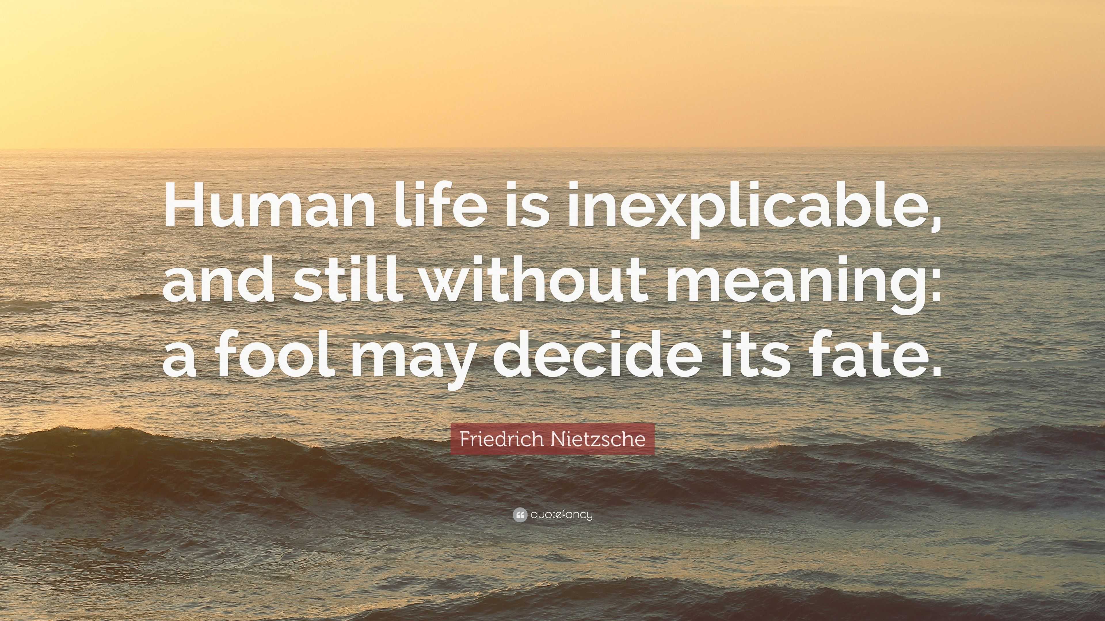 Friedrich Nietzsche Quote “Human life is inexplicable and still without meaning a