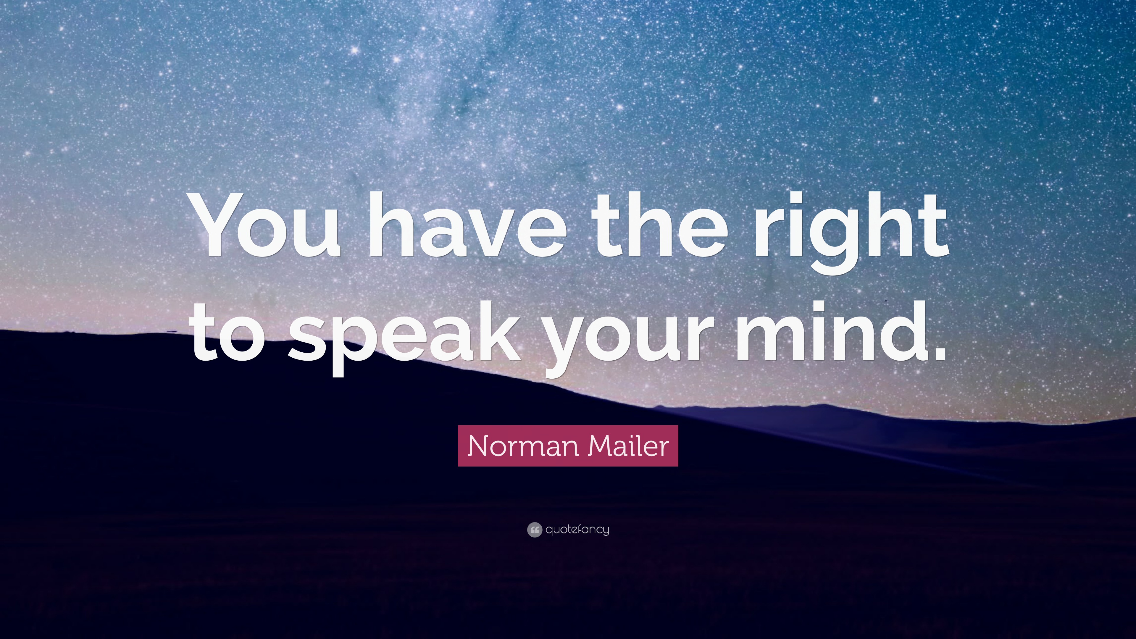 Norman Mailer Quote “You have the right to speak your mind.”