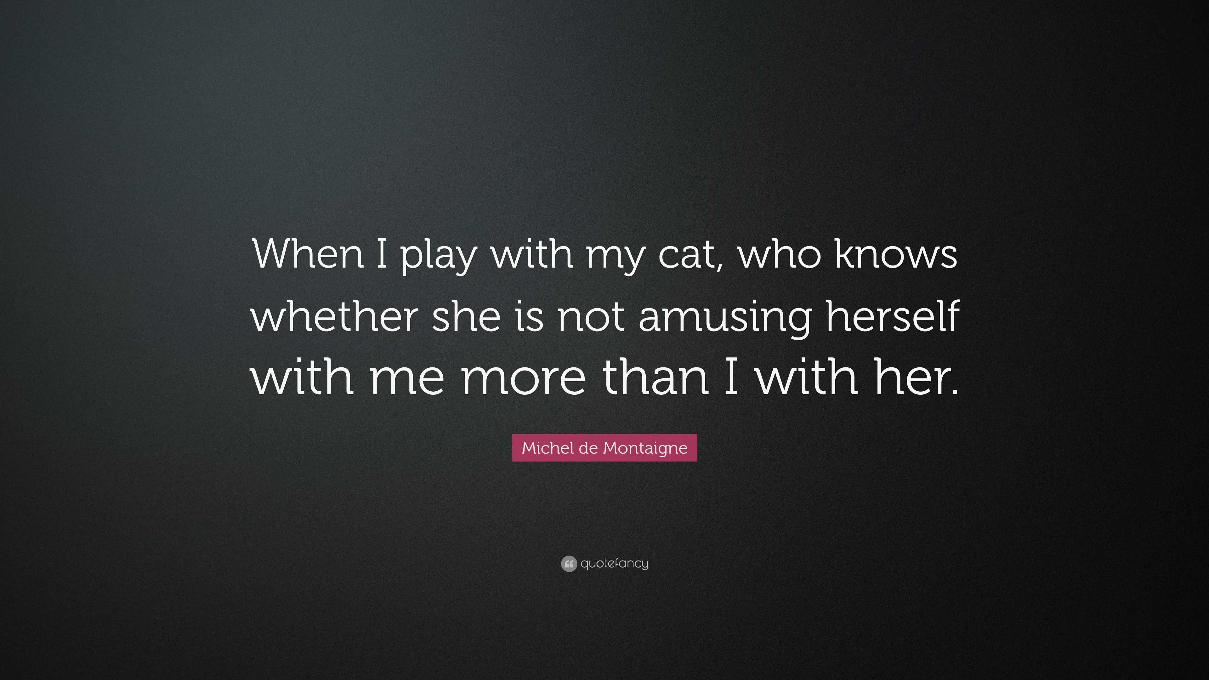 Michel de Montaigne Quote: “When I play with my cat, who knows whether ...