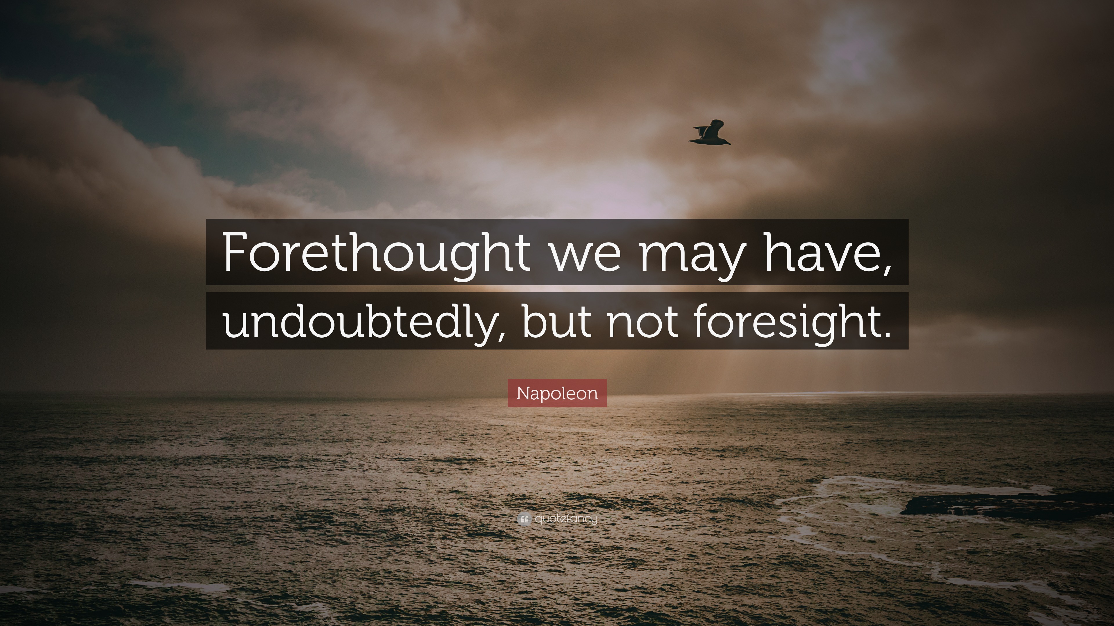 Napoleon Quote “Forethought we may have, undoubtedly, but not foresight.”