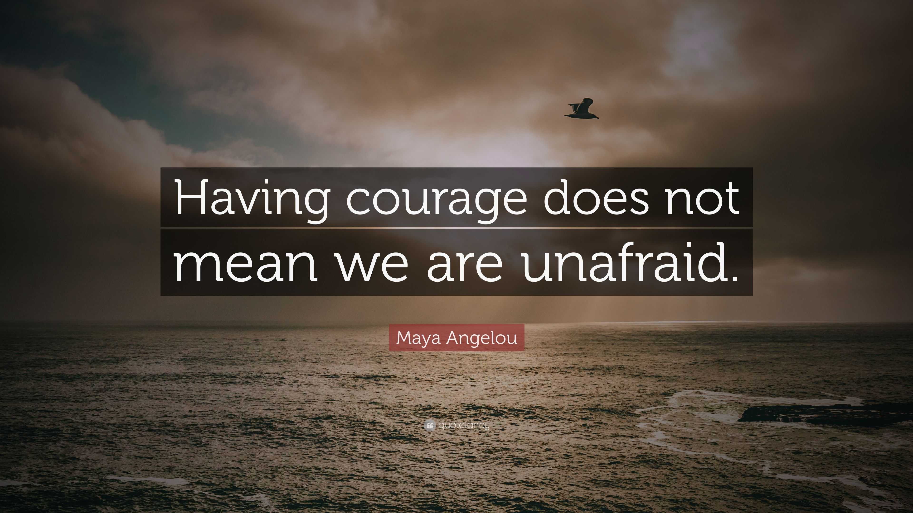 Maya Angelou Quote: “Having courage does not mean we are unafraid.”