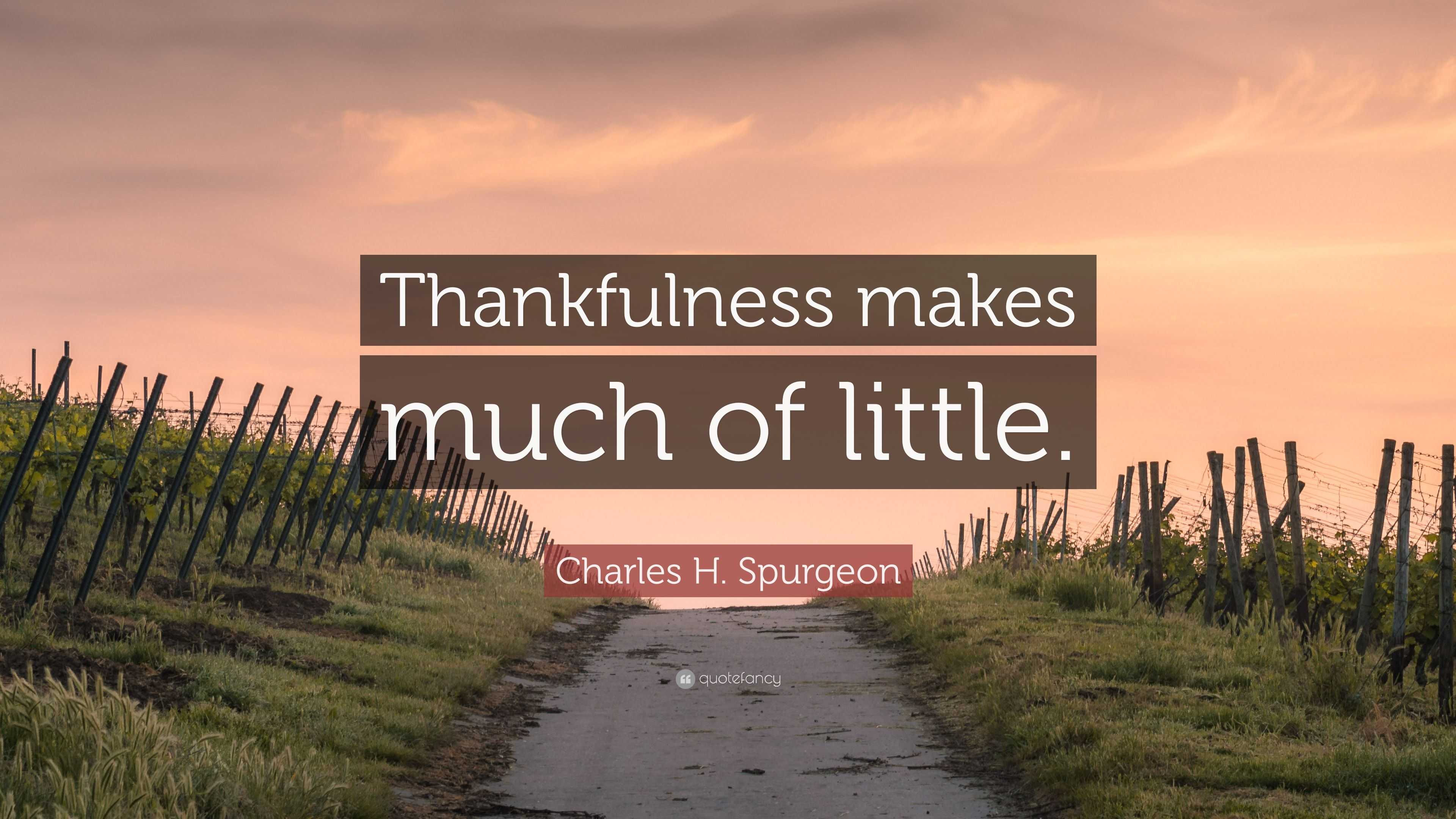 Charles H Spurgeon Quote Thankfulness Makes Much Of Little”