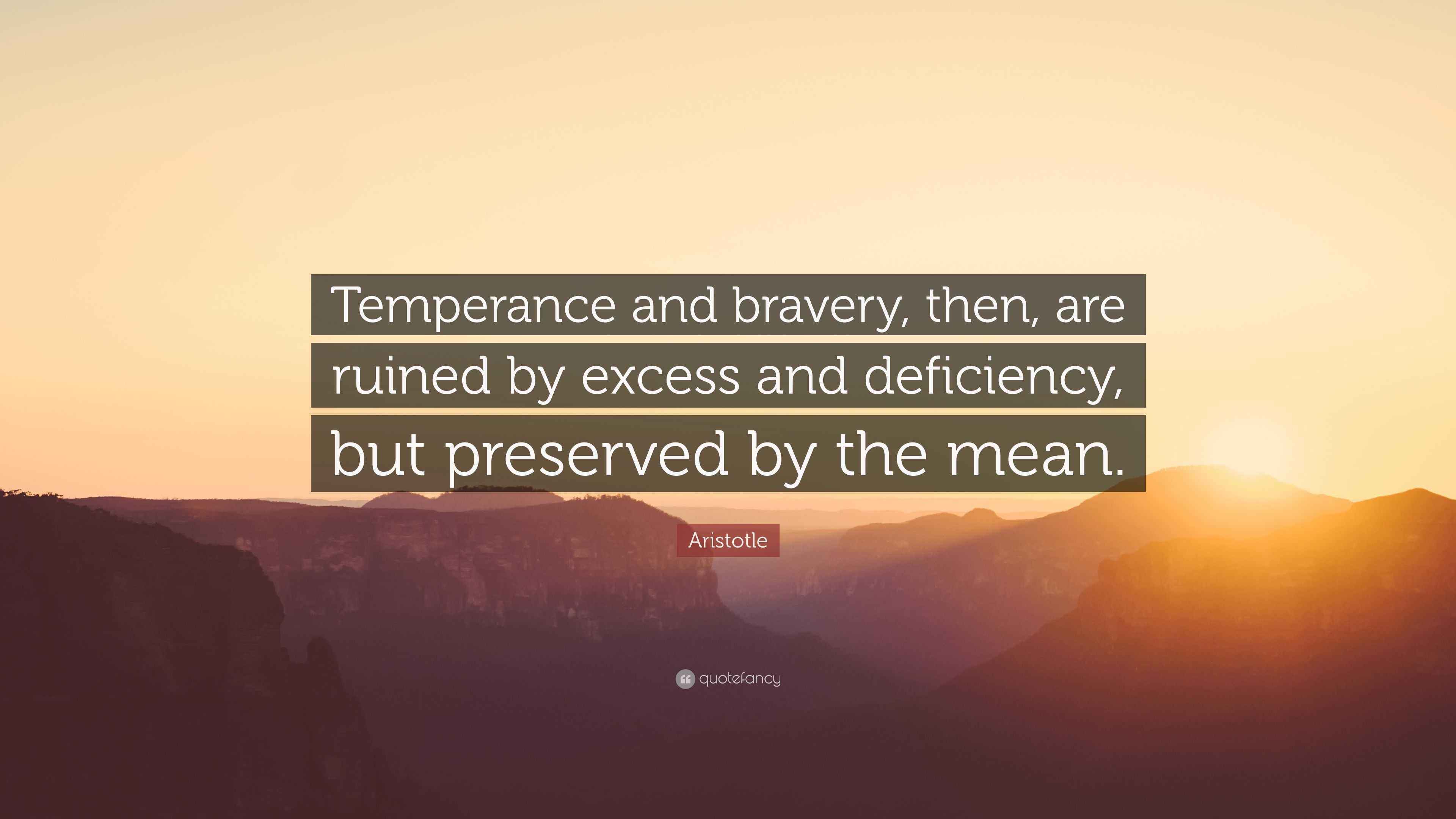 Temperence Quote Aristotle Quote: “Temperance and bravery, then, are ruined by excess ...