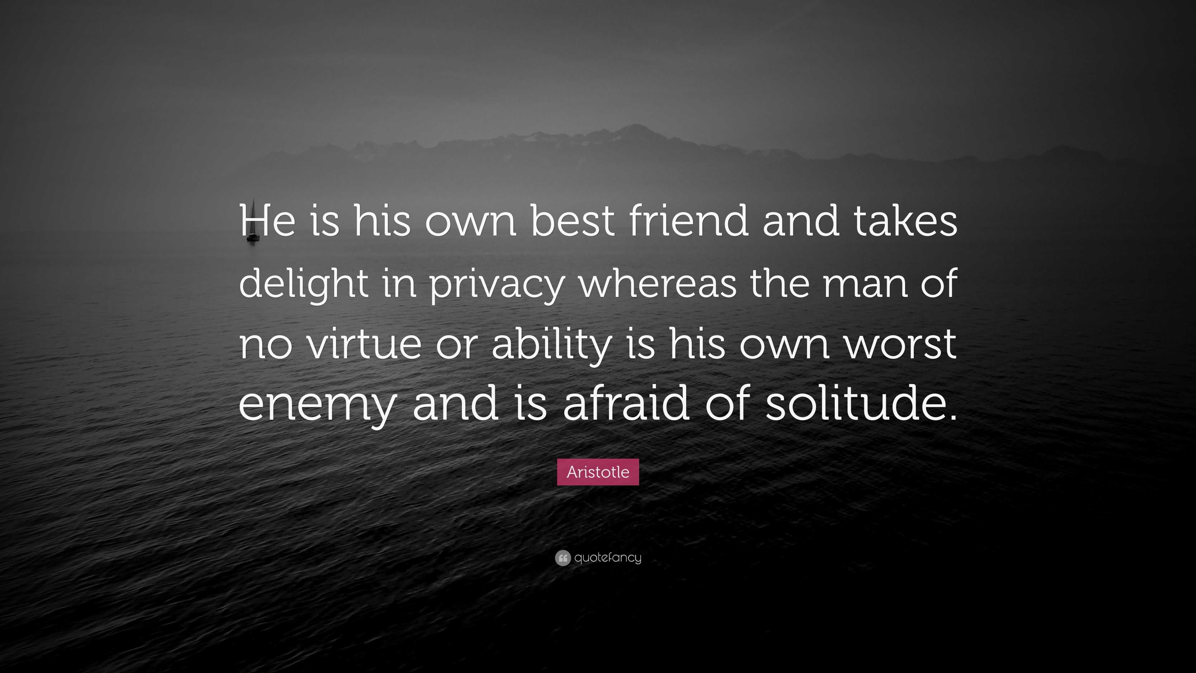 Aristotle Quote “he Is His Own Best Friend And Takes Delight In