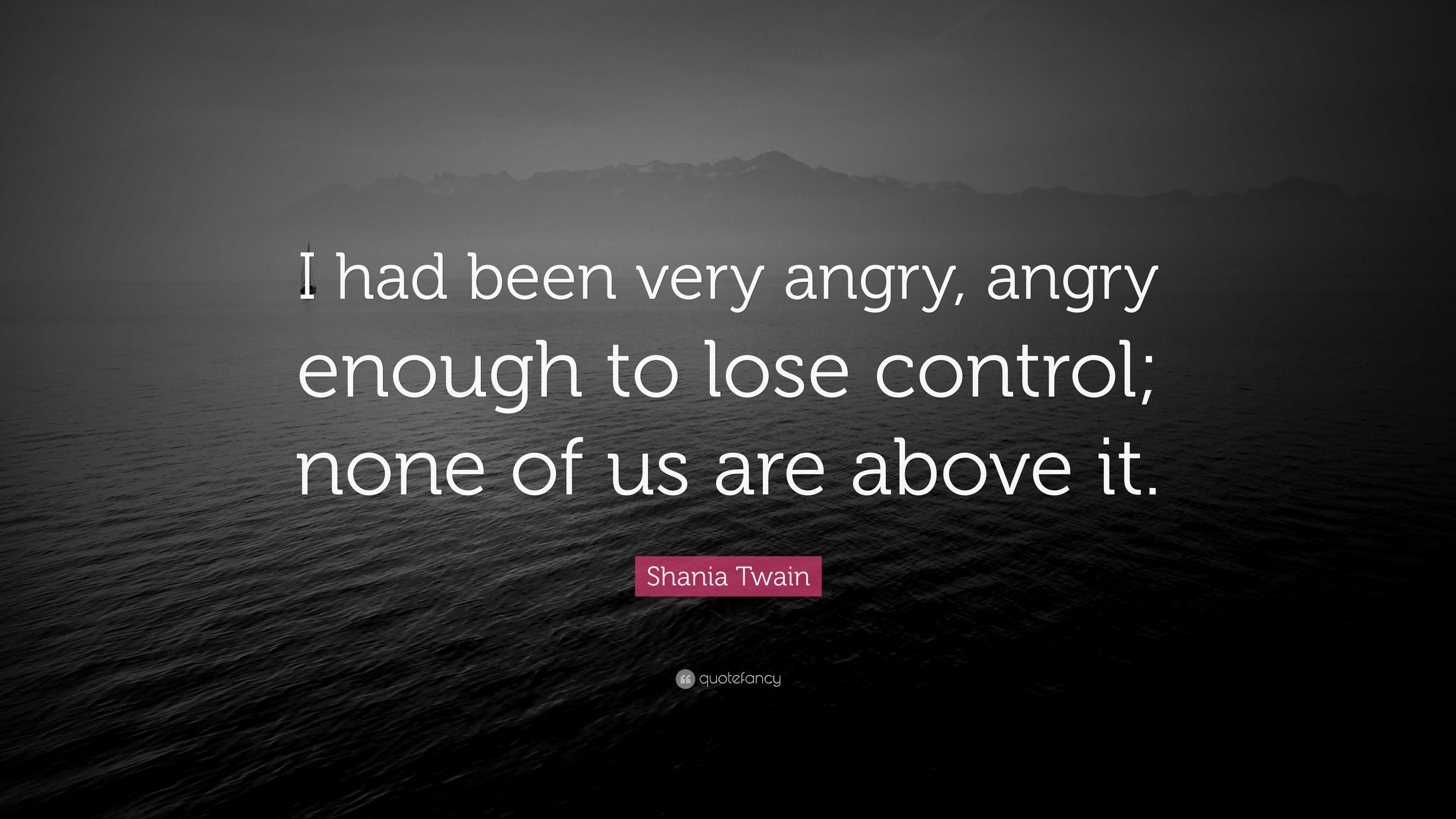 Shania Twain Quote: “I had been very angry, angry enough to lose ...