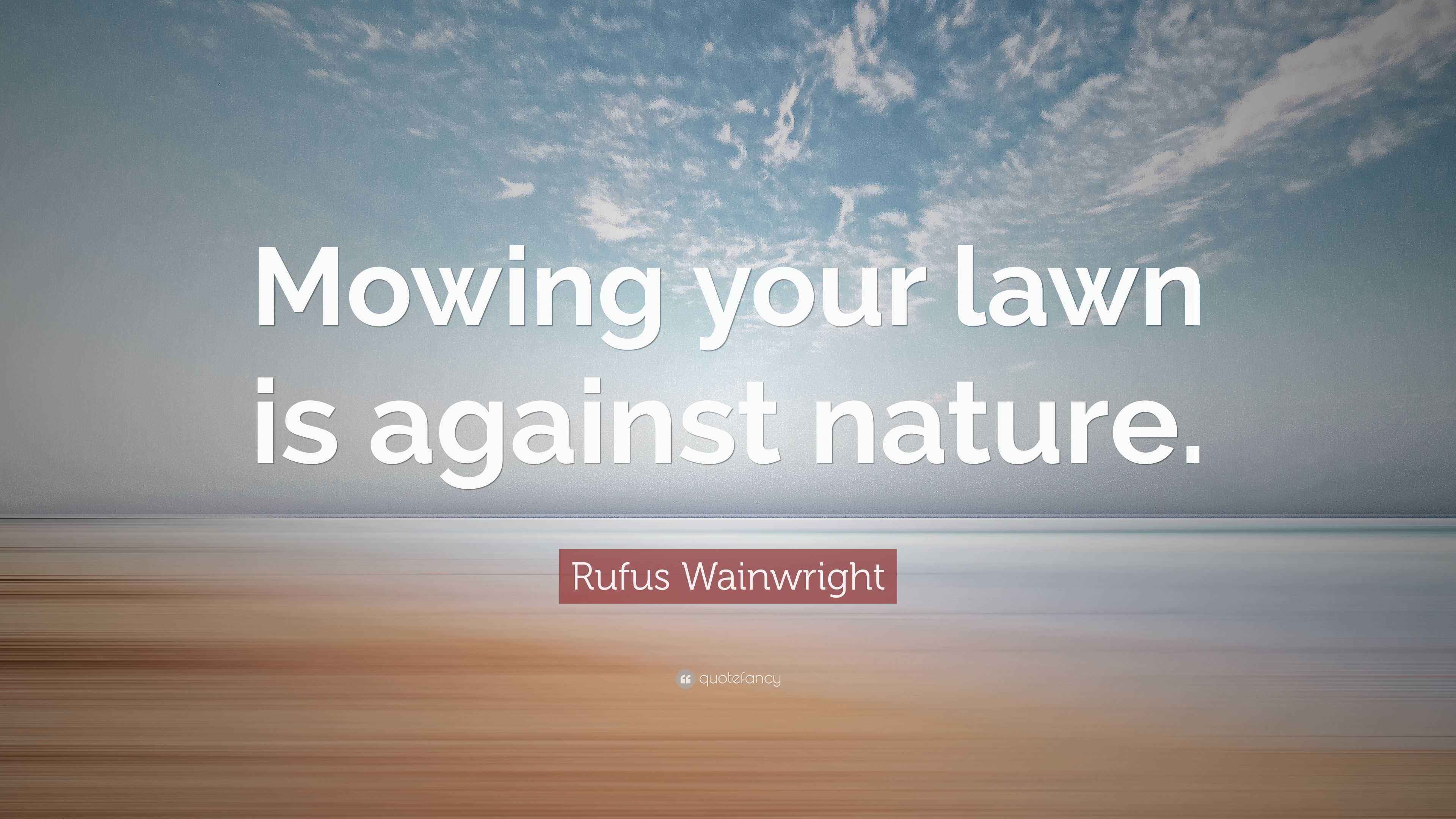 Rufus Wainwright Quote “Mowing your lawn is against nature.”