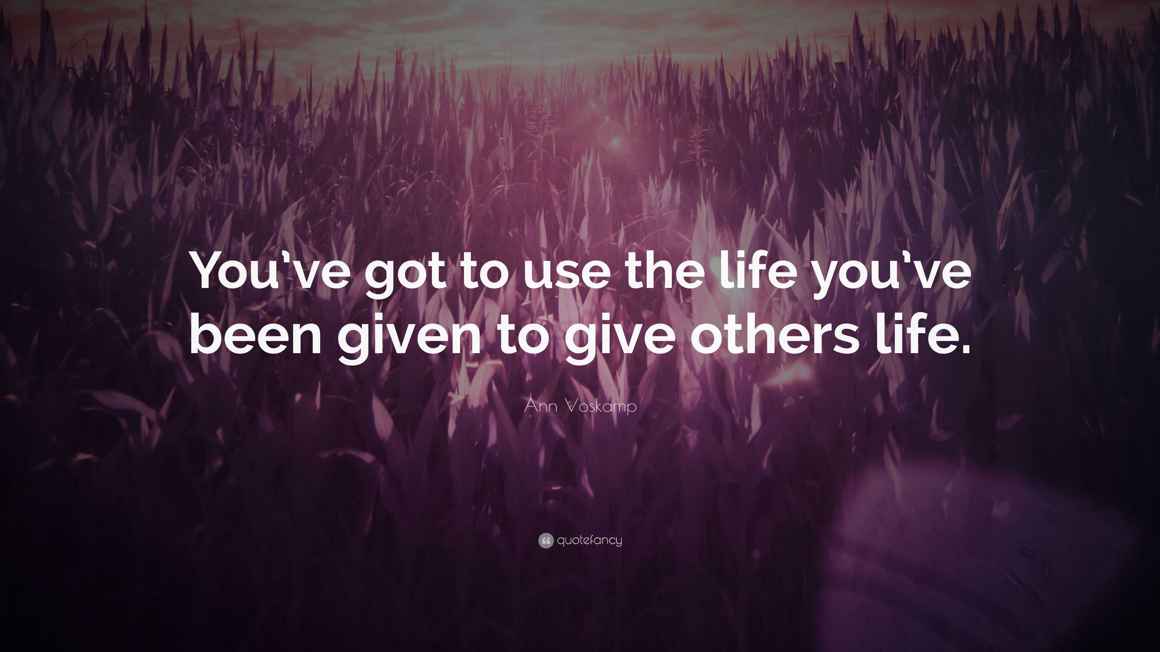 Ann Voskamp Quote: “You’ve Got To Use The Life You’ve Been Given To ...