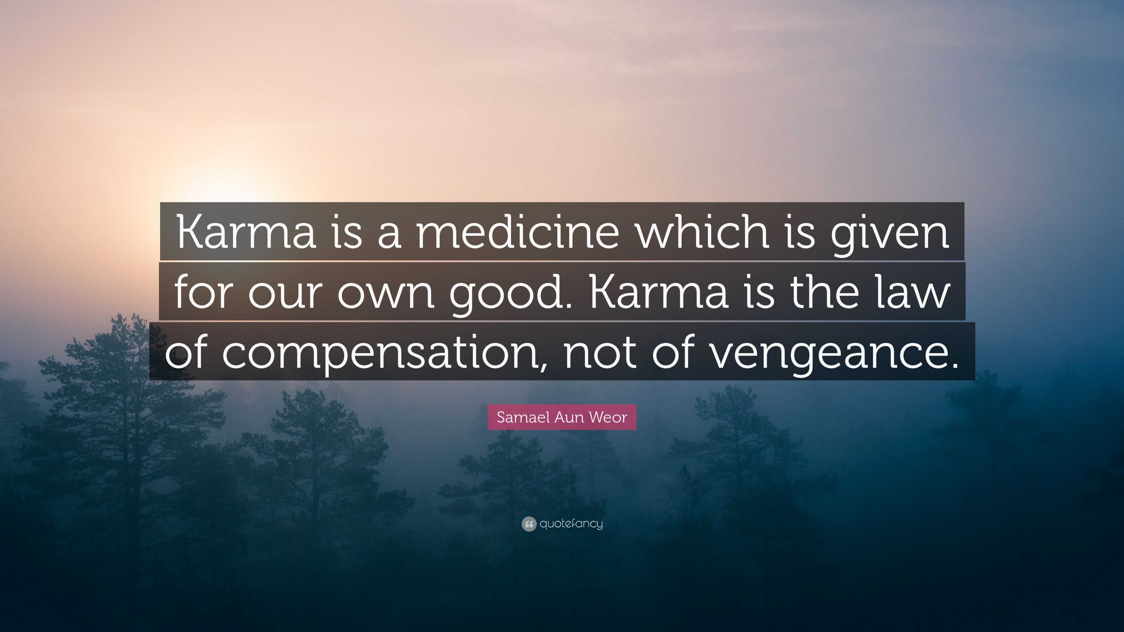 Samael Aun Weor Quote: “Karma is a medicine which is given for our own ...