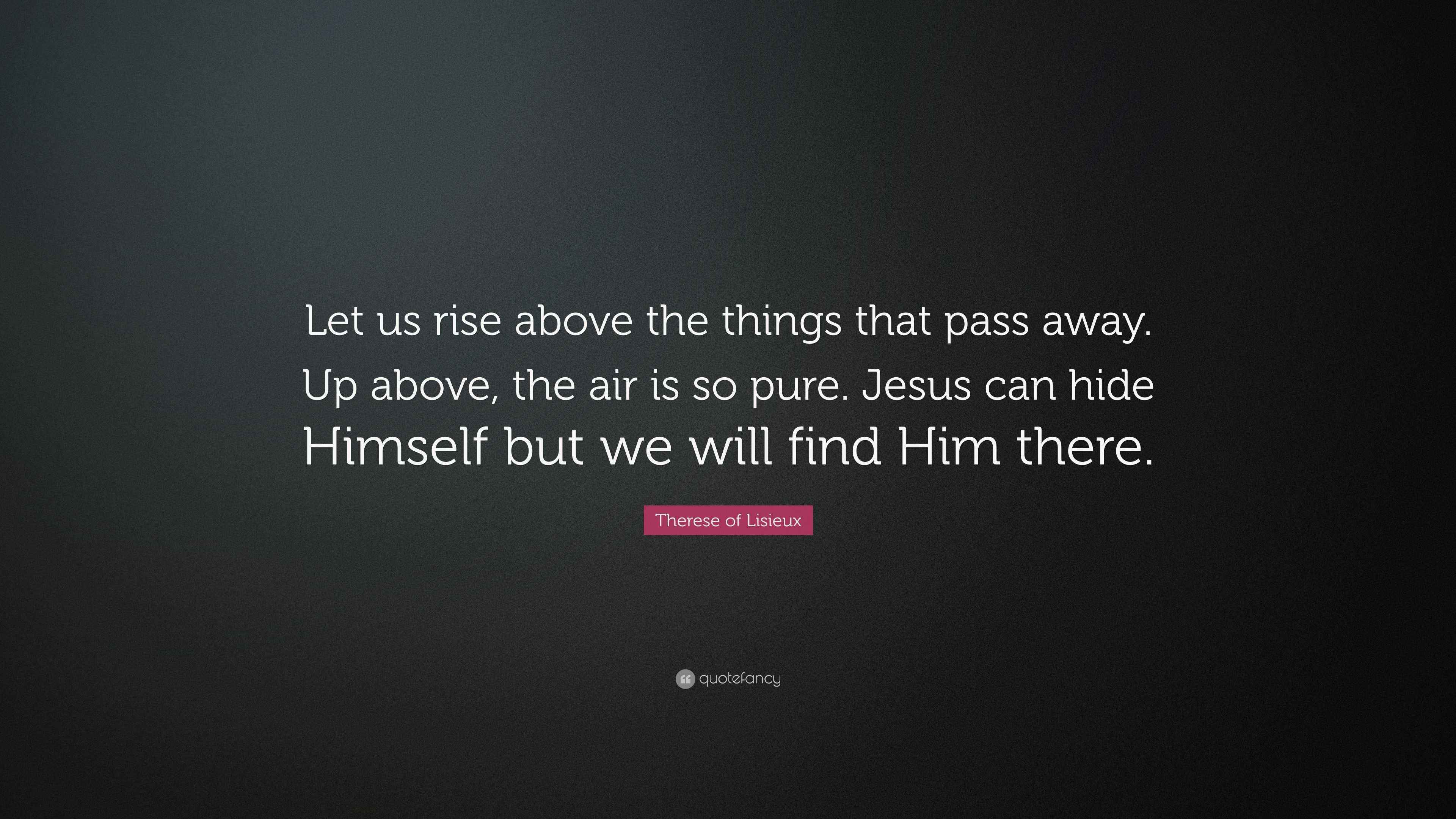 Therese of Lisieux Quote: “Let us rise above the things that pass away ...