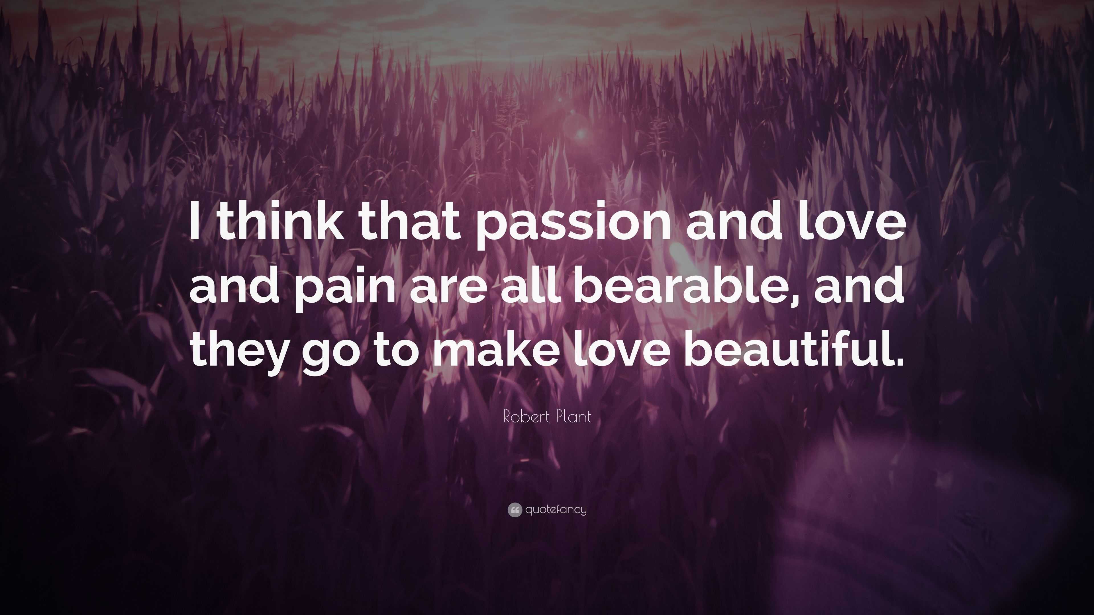 Robert Plant Quote: “I think that passion and love and pain are all  bearable, and they