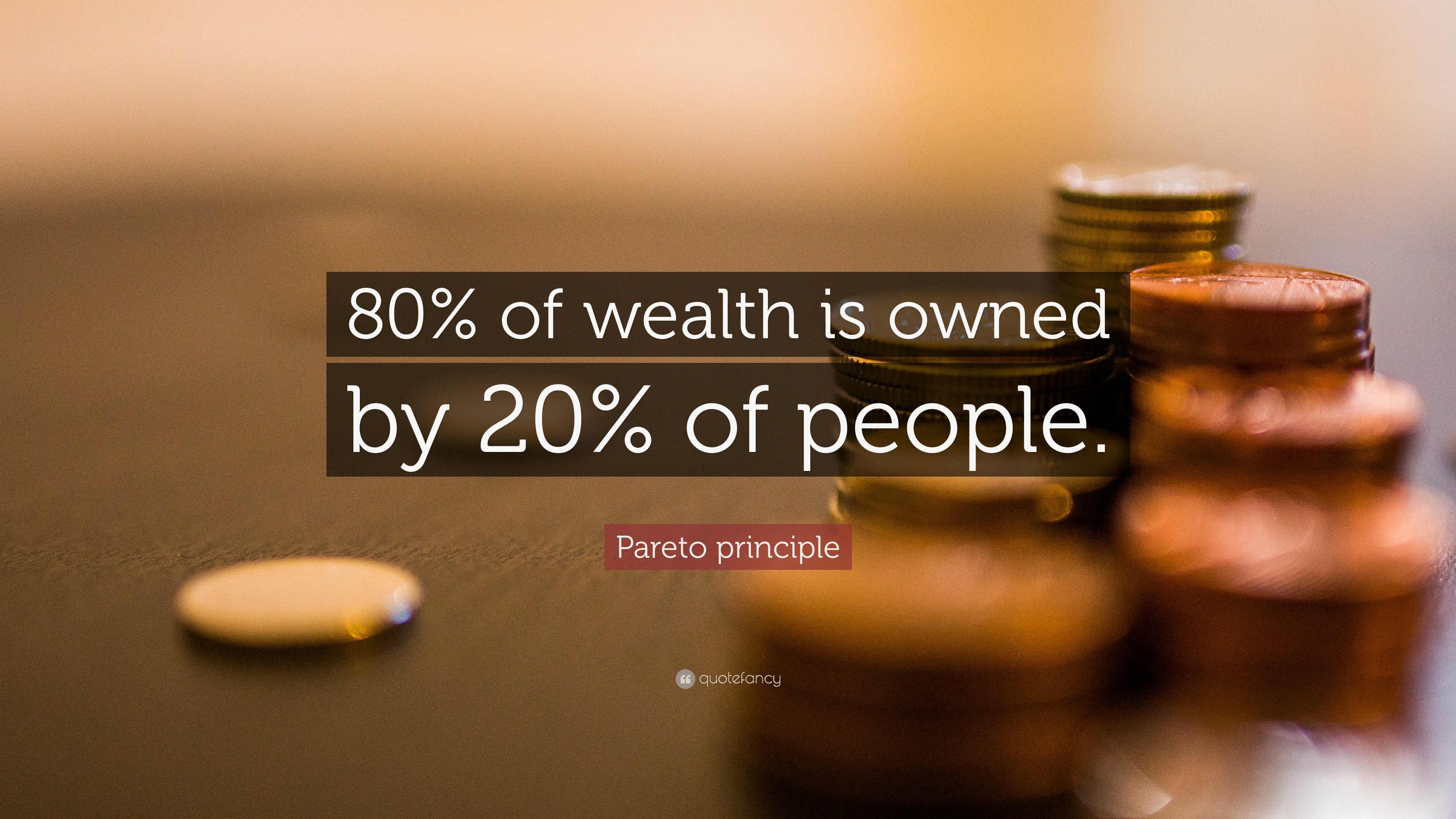 Pareto principle Quote “80% of wealth is owned by 20% of people