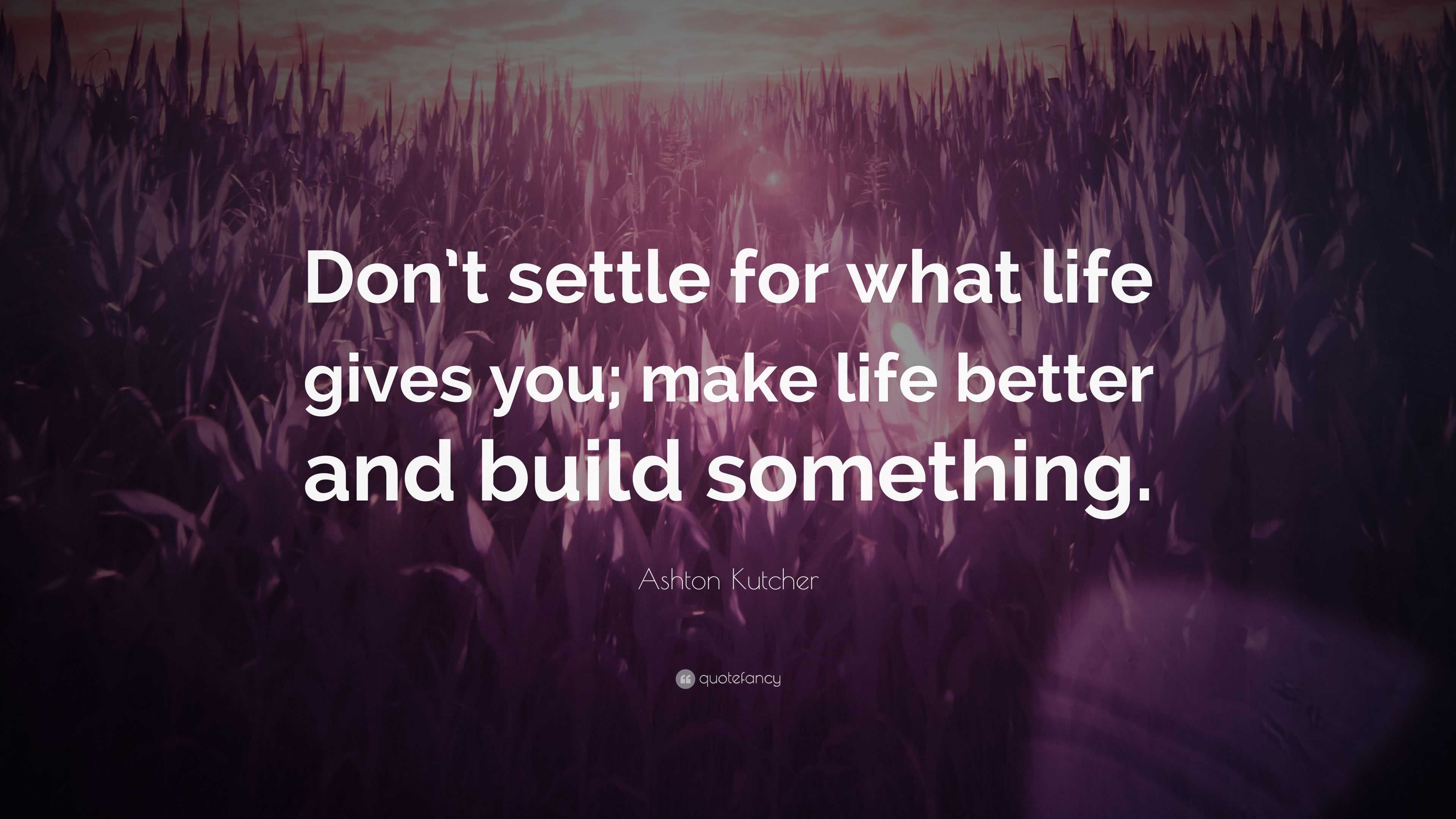 Ashton Kutcher Quote “Don’t settle for what life gives you; make life