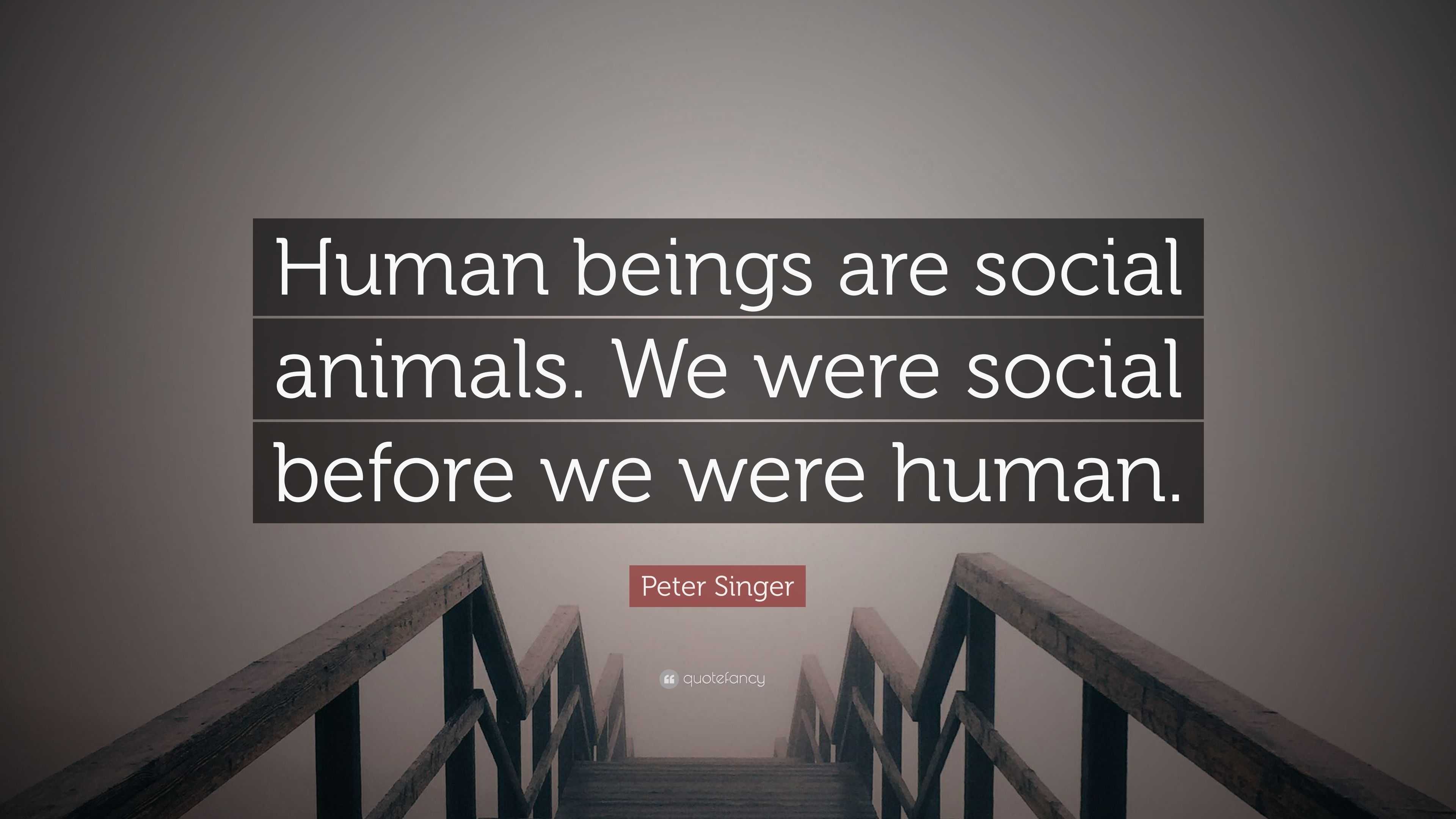 Peter Singer Quote: “Human beings are social animals. We were social before  we were human.”