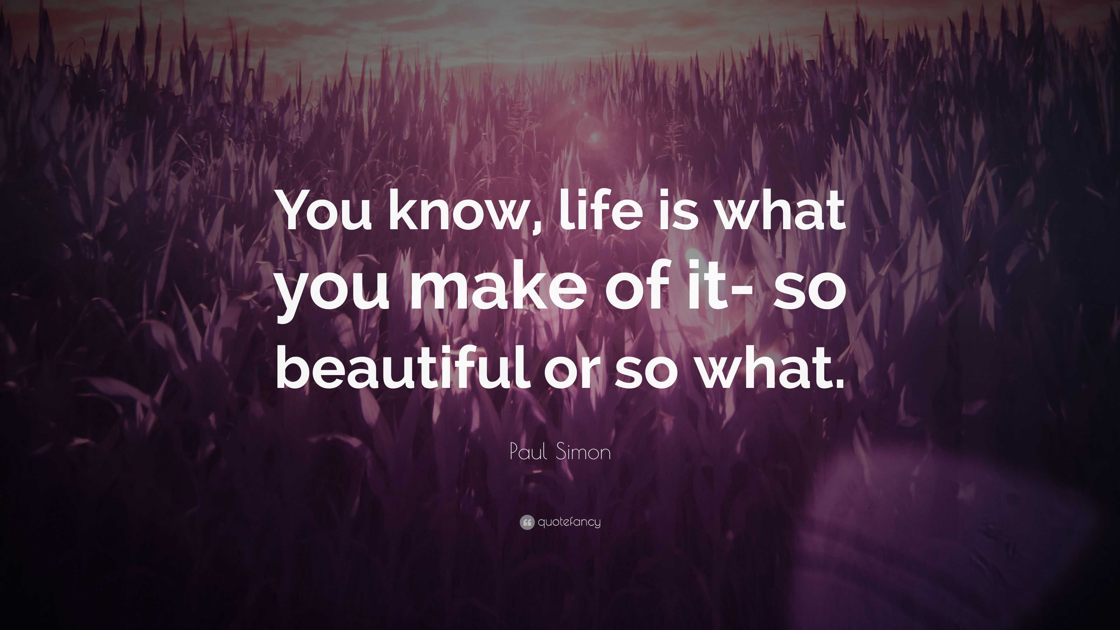 Paul Simon Quote: “You know, life is what you make of it- so beautiful ...